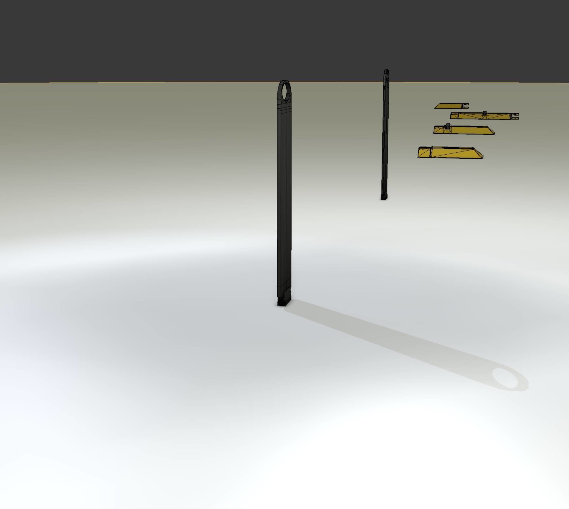 Yellow guide barrier 6 pointing left 628-10 Low-poly 3D model_3