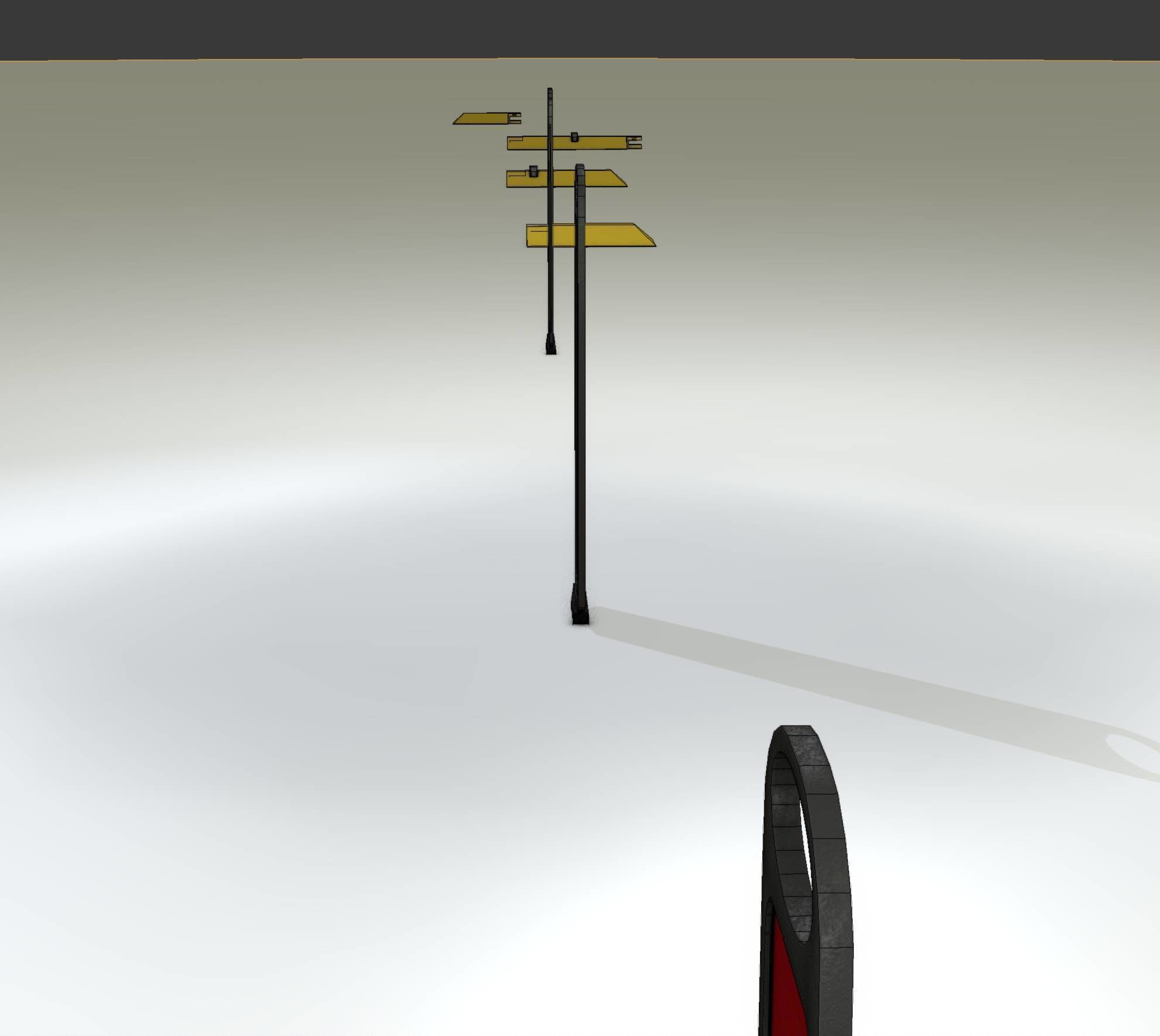 Yellow guide barrier 6 pointing left 628-10 Low-poly 3D model_2