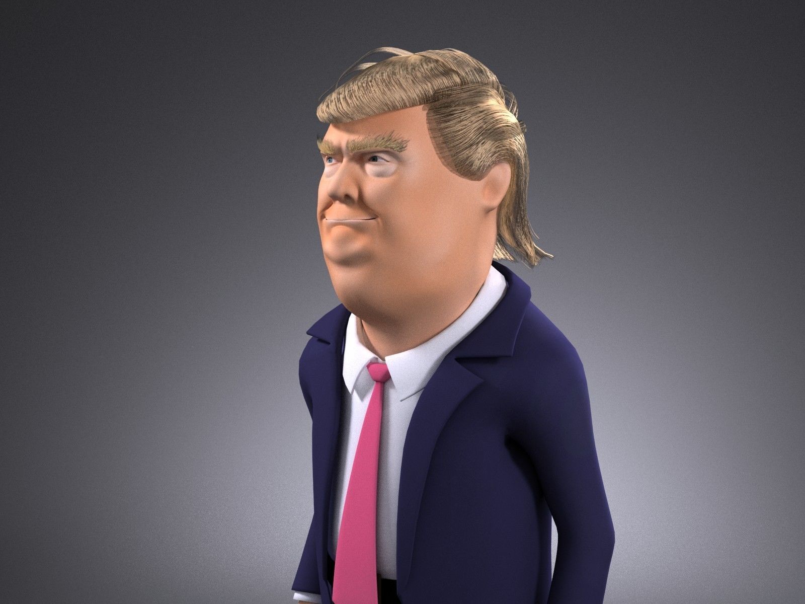 Donald Trump Cartoon rigged for 3dsmax 3D model_9