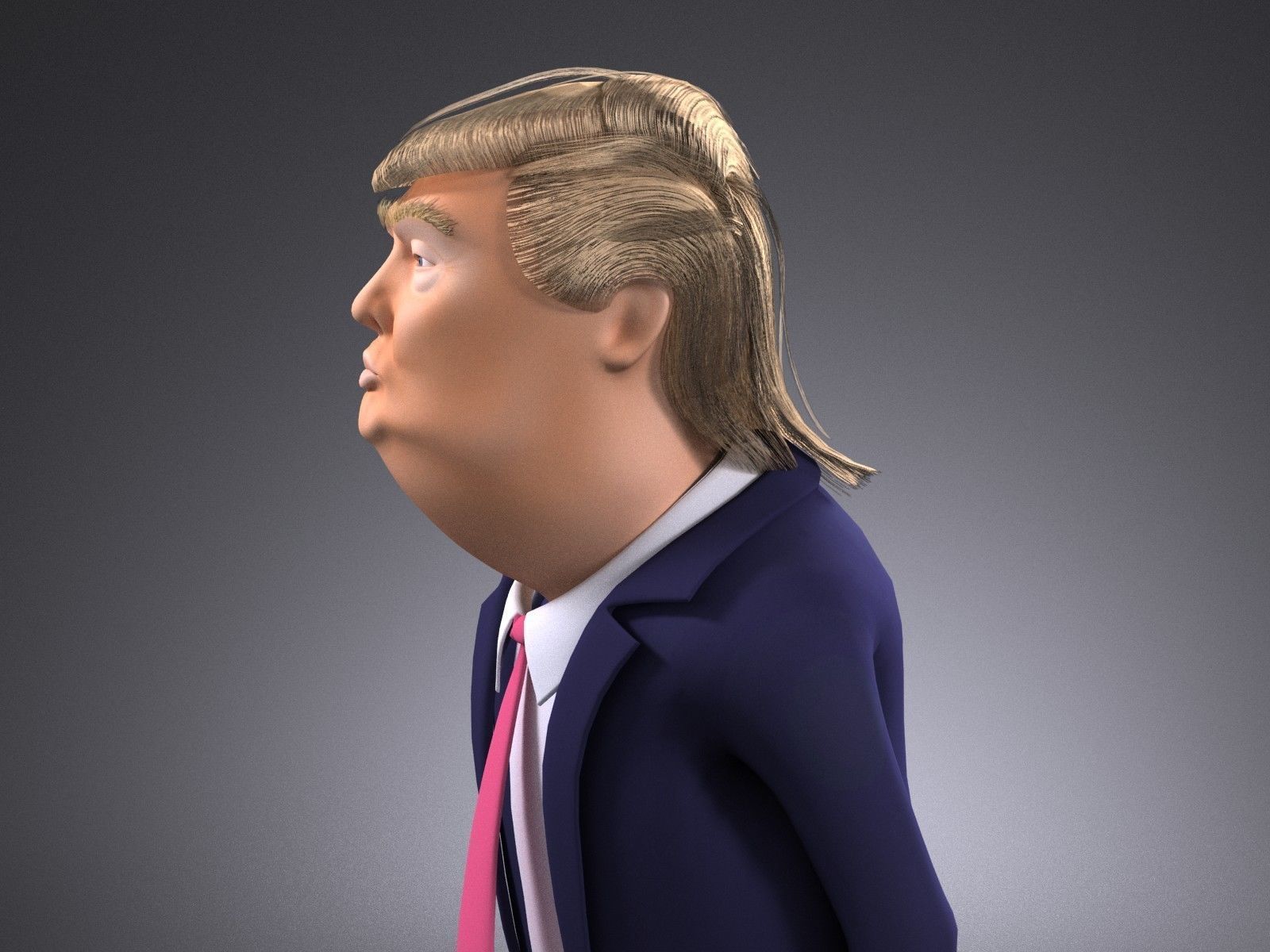 Donald Trump Cartoon rigged for 3dsmax 3D model_10