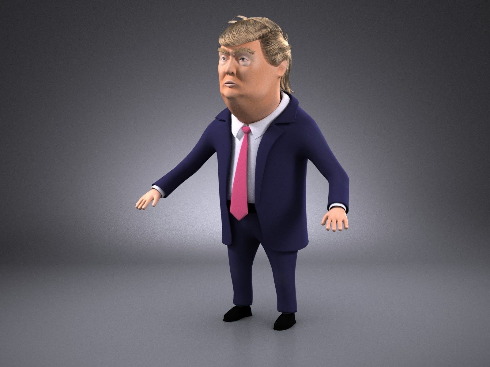 Donald Trump Cartoon rigged for 3dsmax 3D model_4