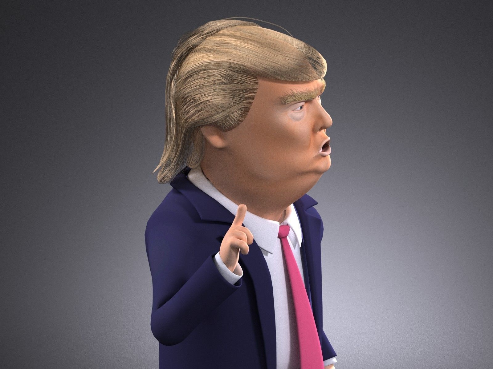 Donald Trump Cartoon rigged for 3dsmax 3D model_8