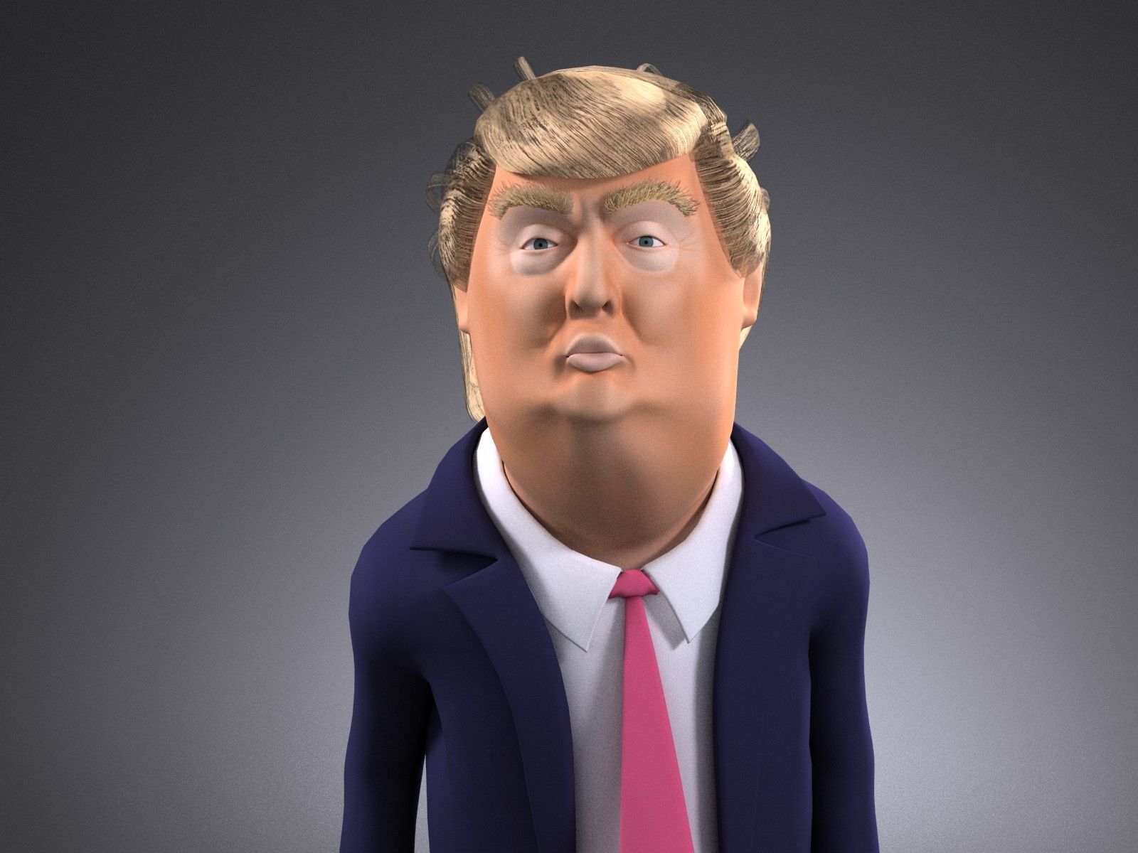 Donald Trump Cartoon rigged for 3dsmax 3D model_11