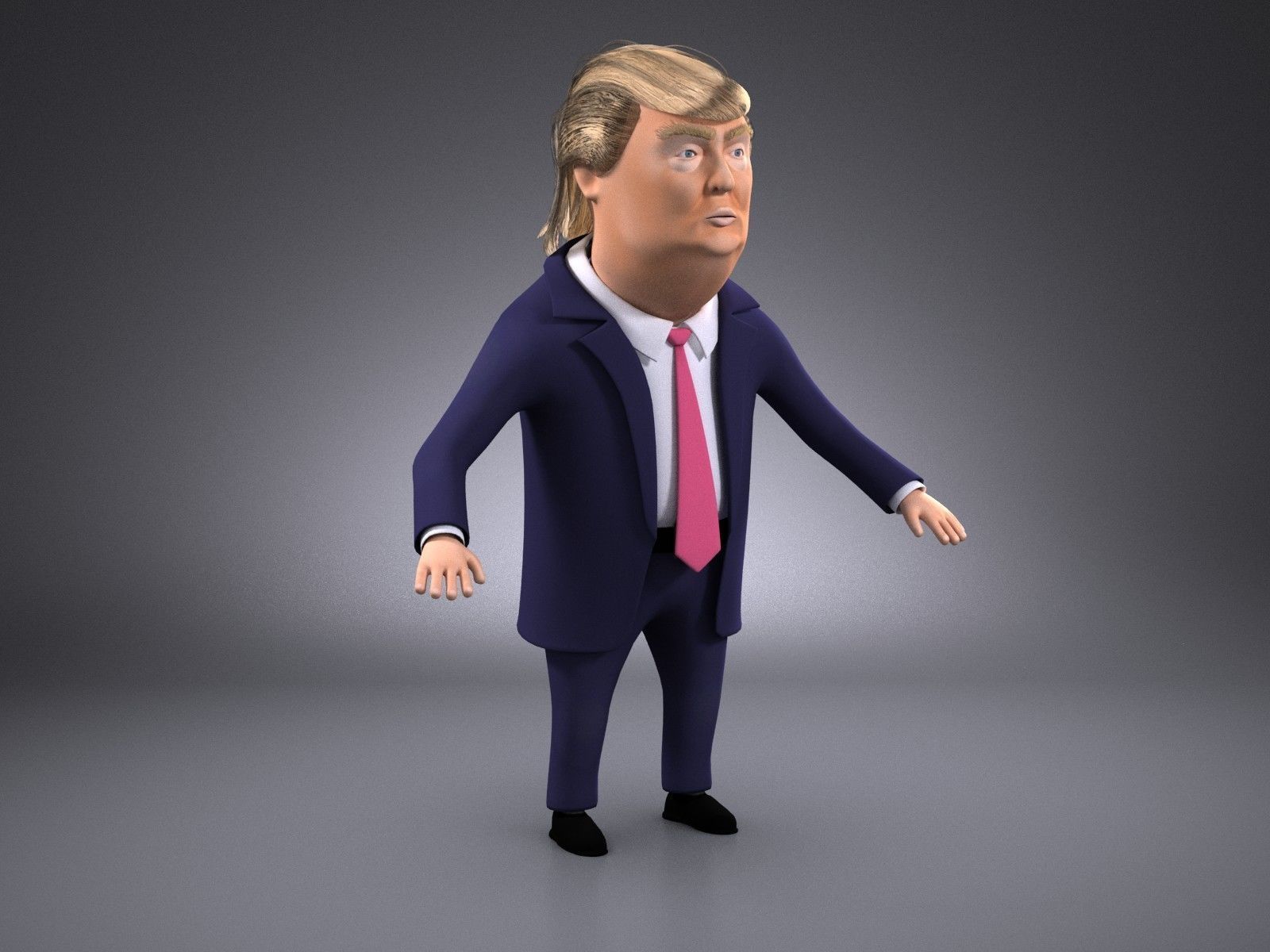 Donald Trump Cartoon rigged for 3dsmax 3D model_3
