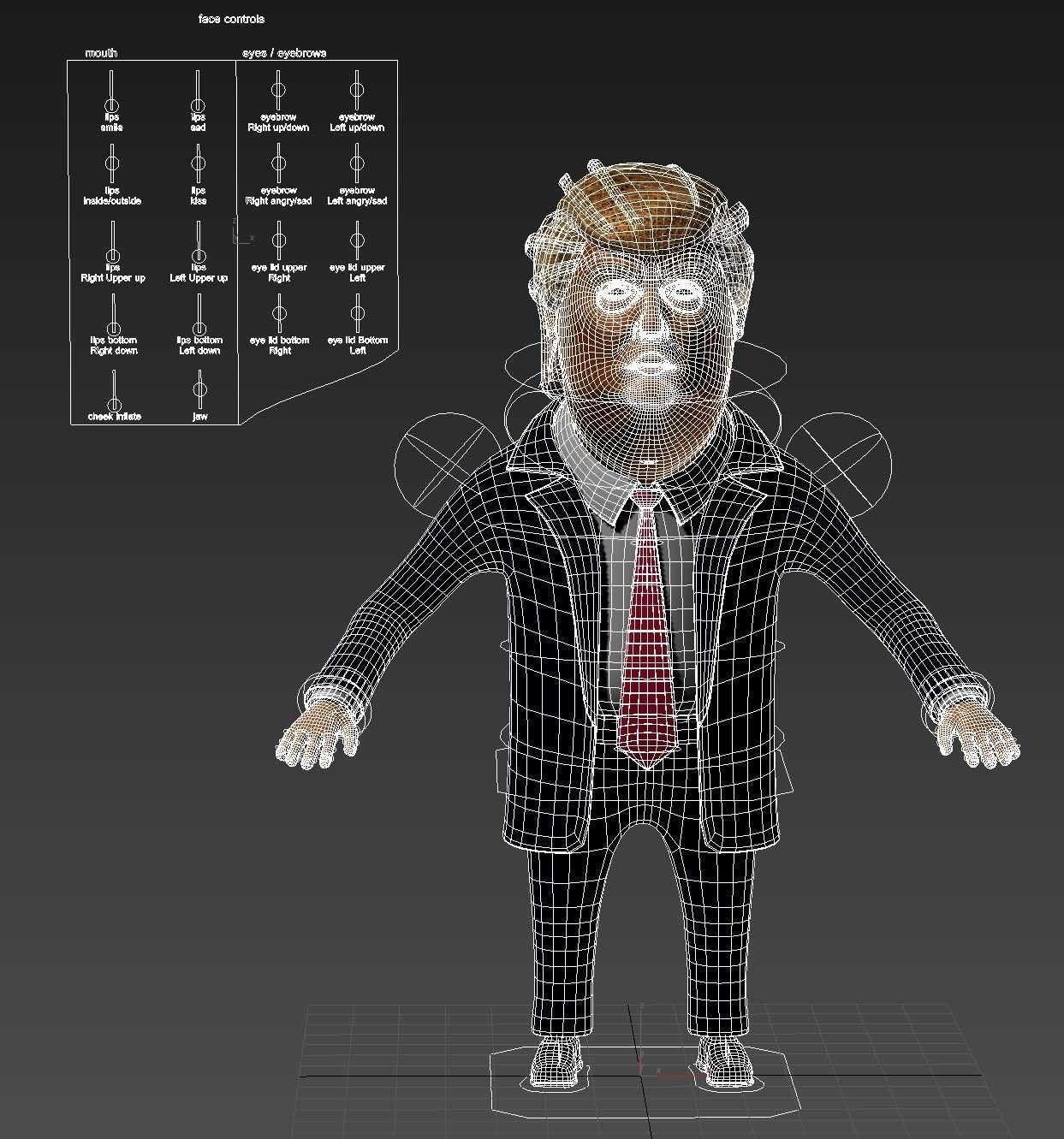 Donald Trump Cartoon rigged for 3dsmax 3D model_15