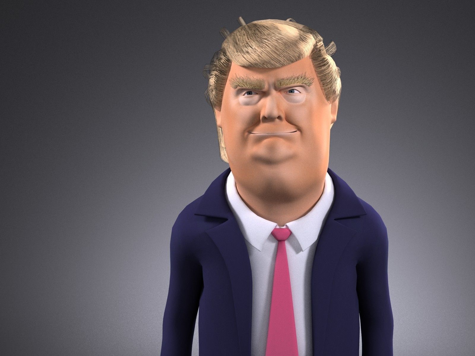 Donald Trump Cartoon rigged for 3dsmax 3D model_2