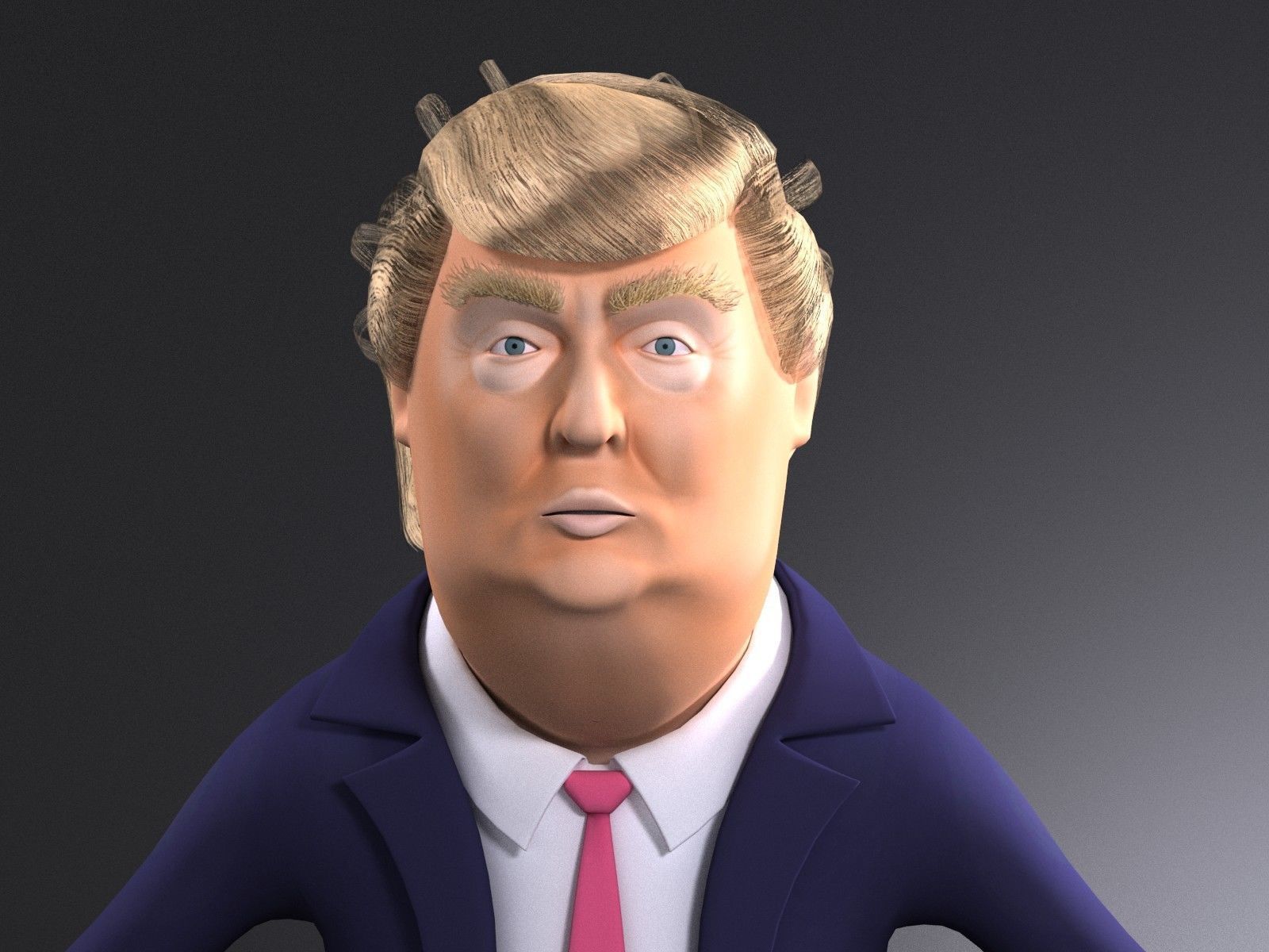 Donald Trump Cartoon rigged for 3dsmax 3D model_5