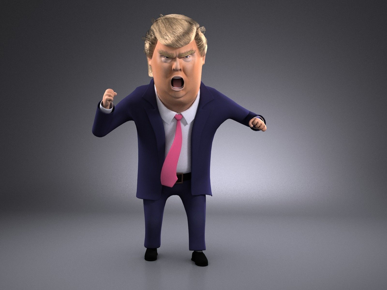 Donald Trump Cartoon rigged for 3dsmax 3D model_1