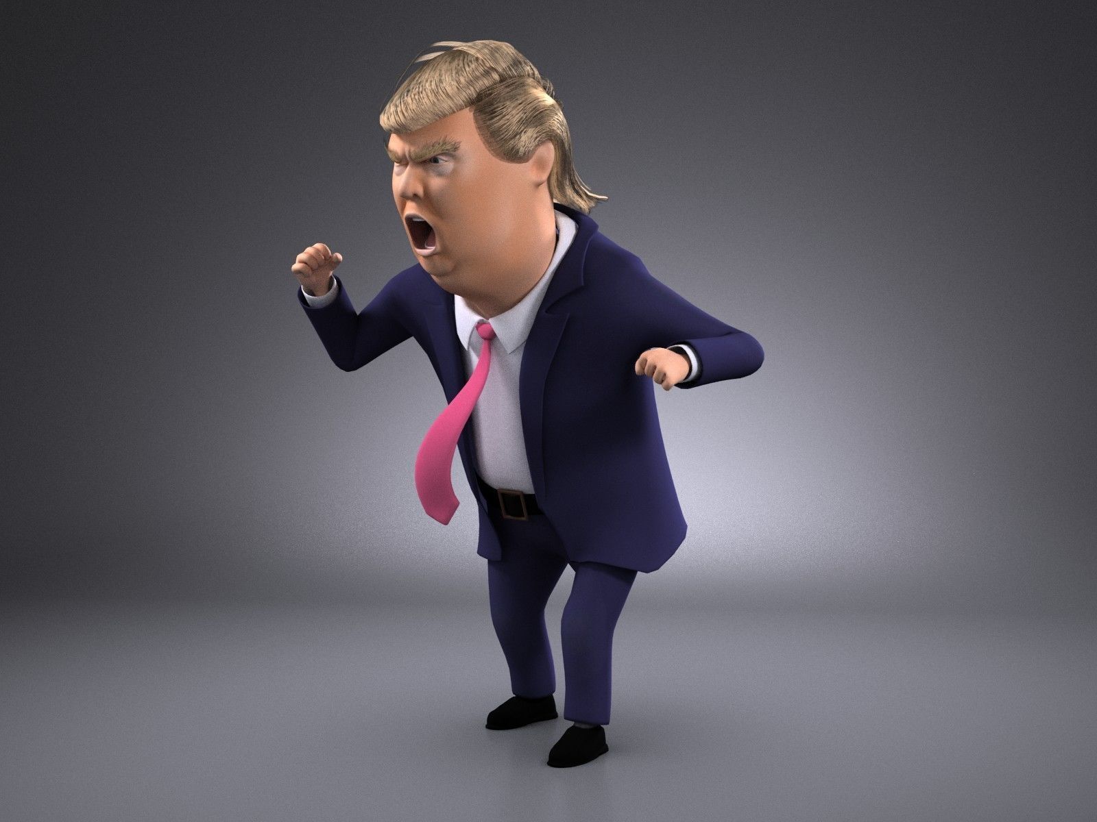 Donald Trump Cartoon rigged for 3dsmax 3D model_12
