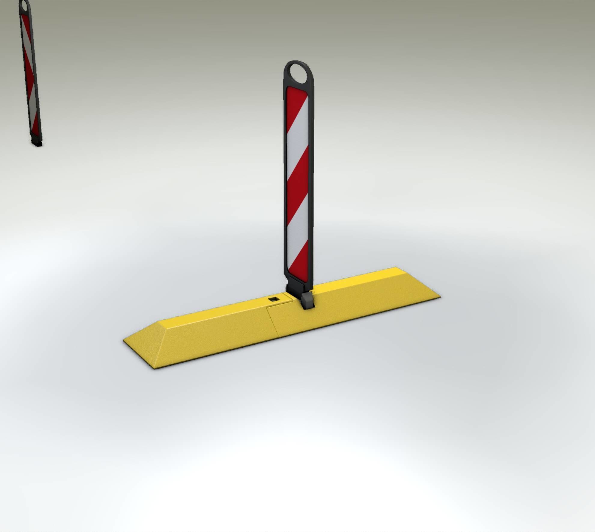 Yellow guide barrier 9 pointing right 628-10 Low-poly 3D model_46