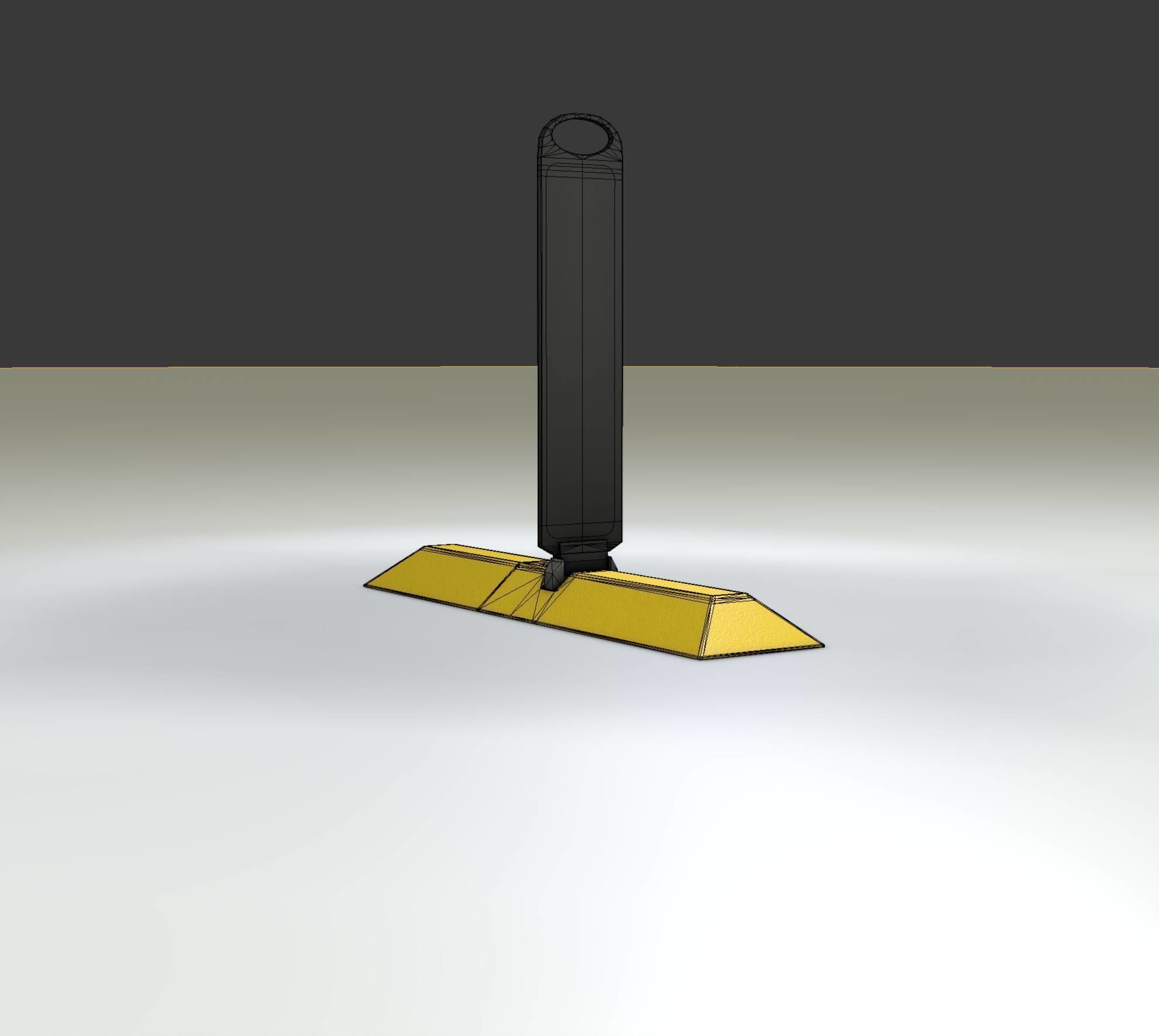 Yellow guide barrier 9 pointing right 628-10 Low-poly 3D model_9