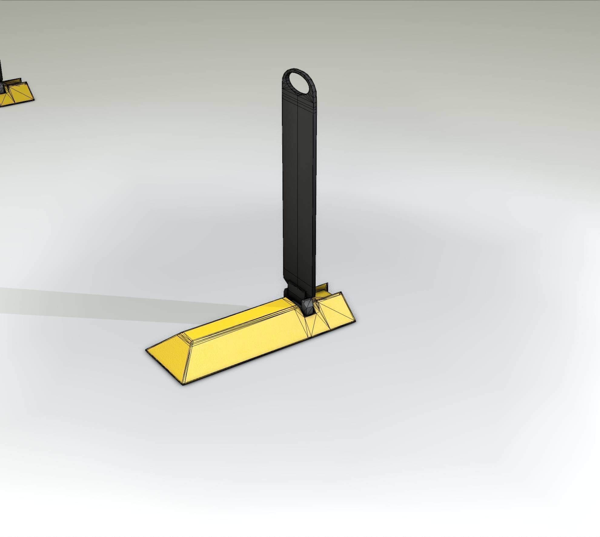 Yellow guide barrier 15 pointing left 628-11 Low-poly 3D model_21