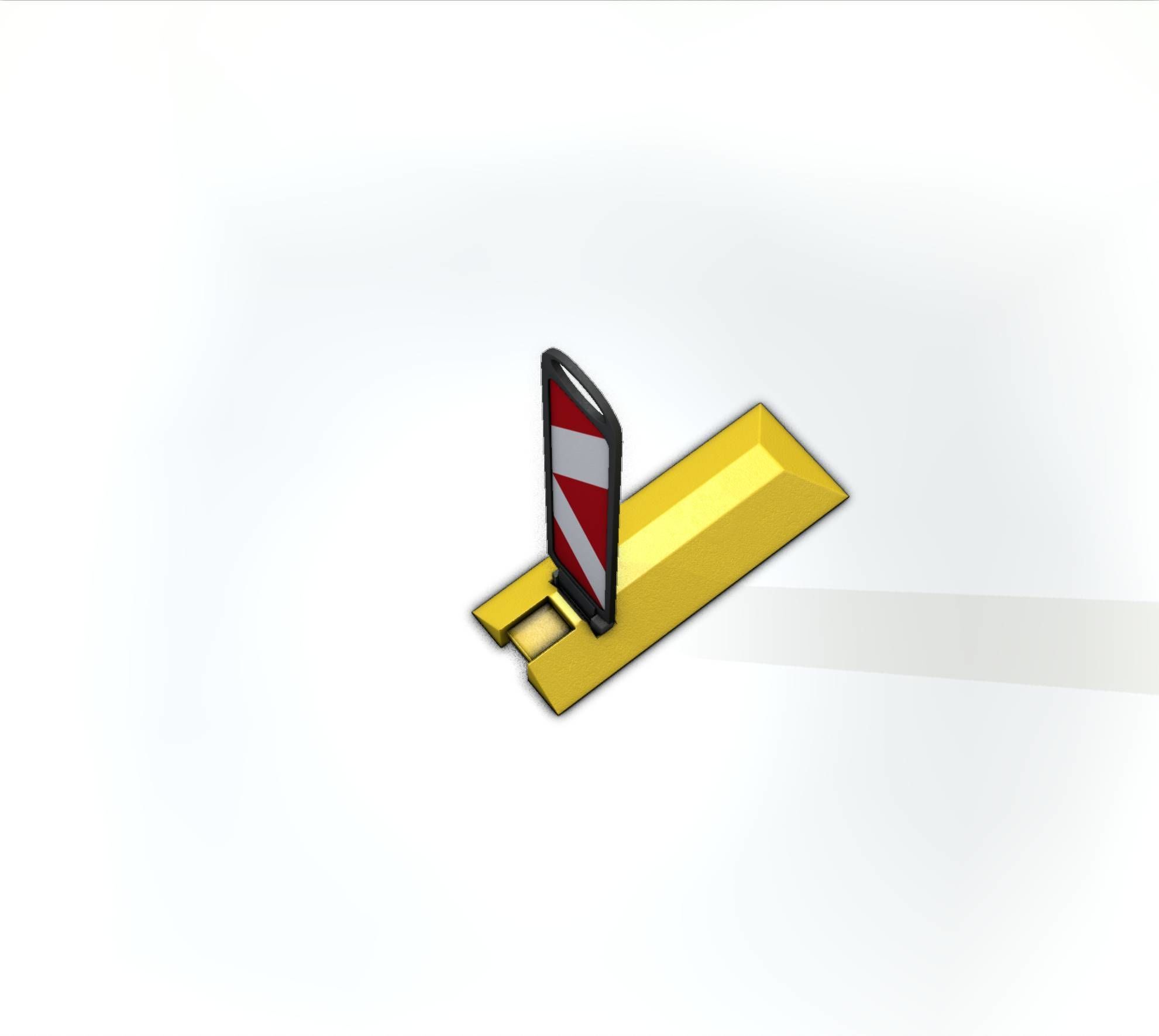 Yellow guide barrier 15 pointing left 628-11 Low-poly 3D model_33