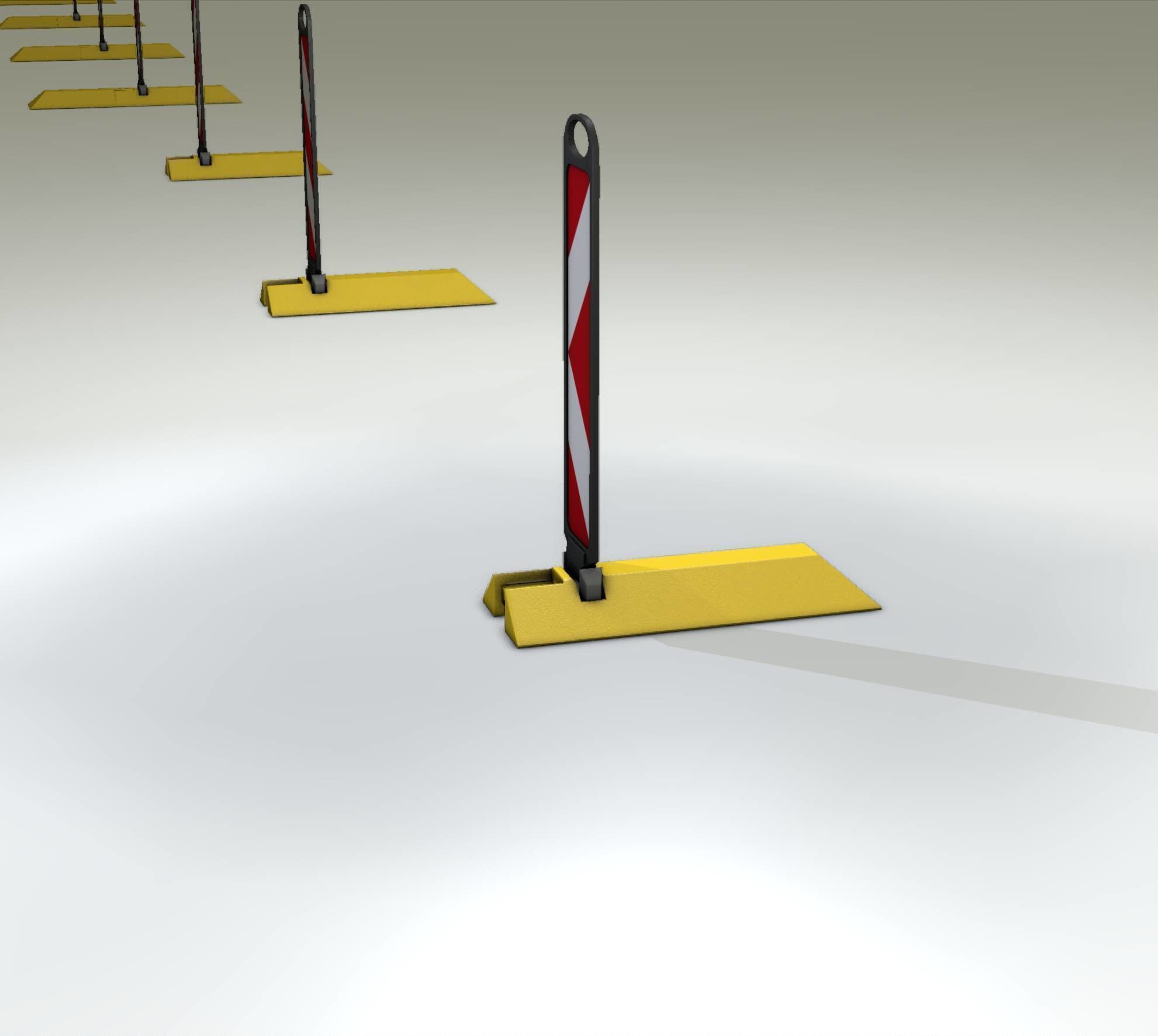 Yellow guide barrier 15 pointing left 628-11 Low-poly 3D model_5