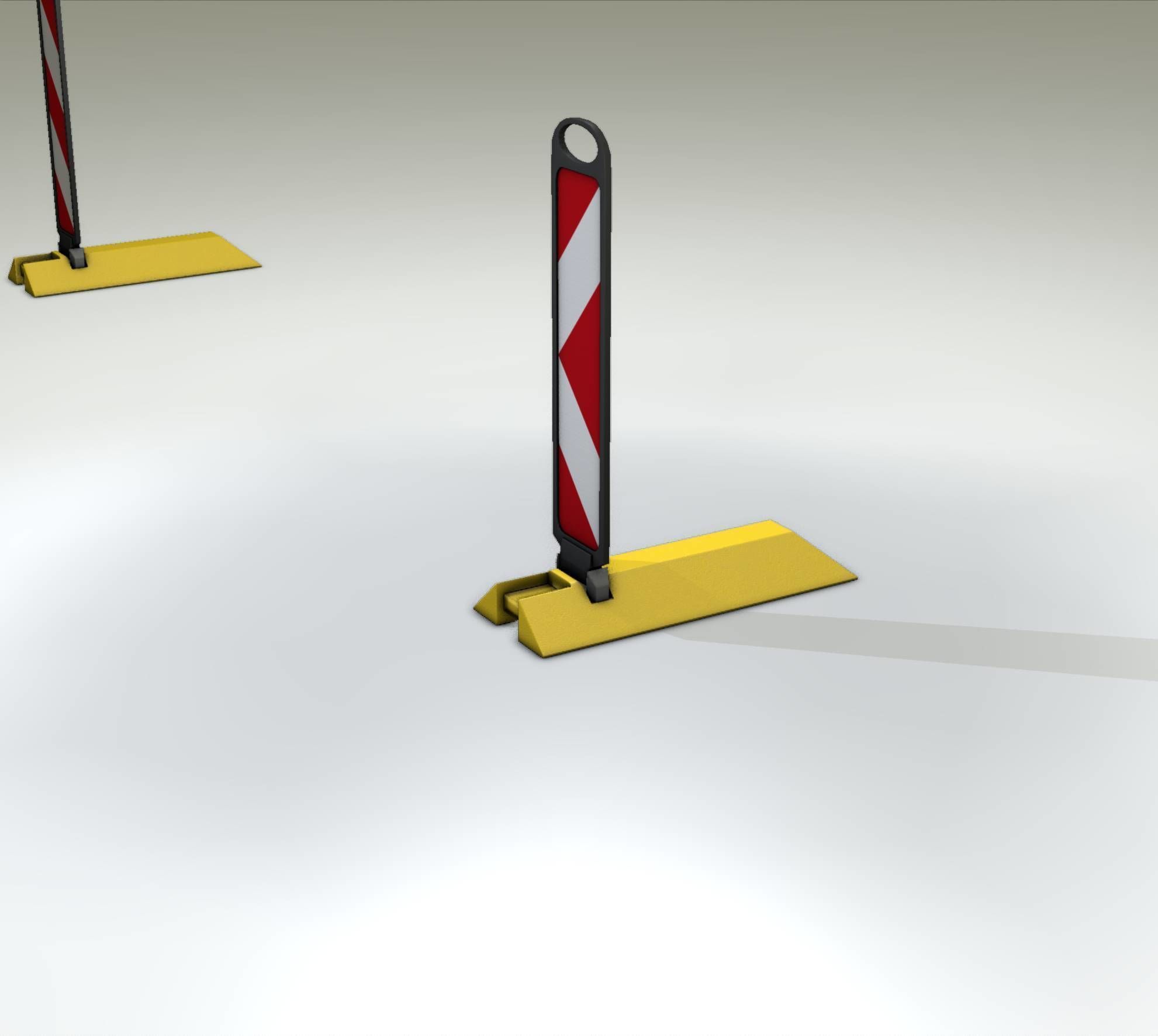 Yellow guide barrier 15 pointing left 628-11 Low-poly 3D model_4