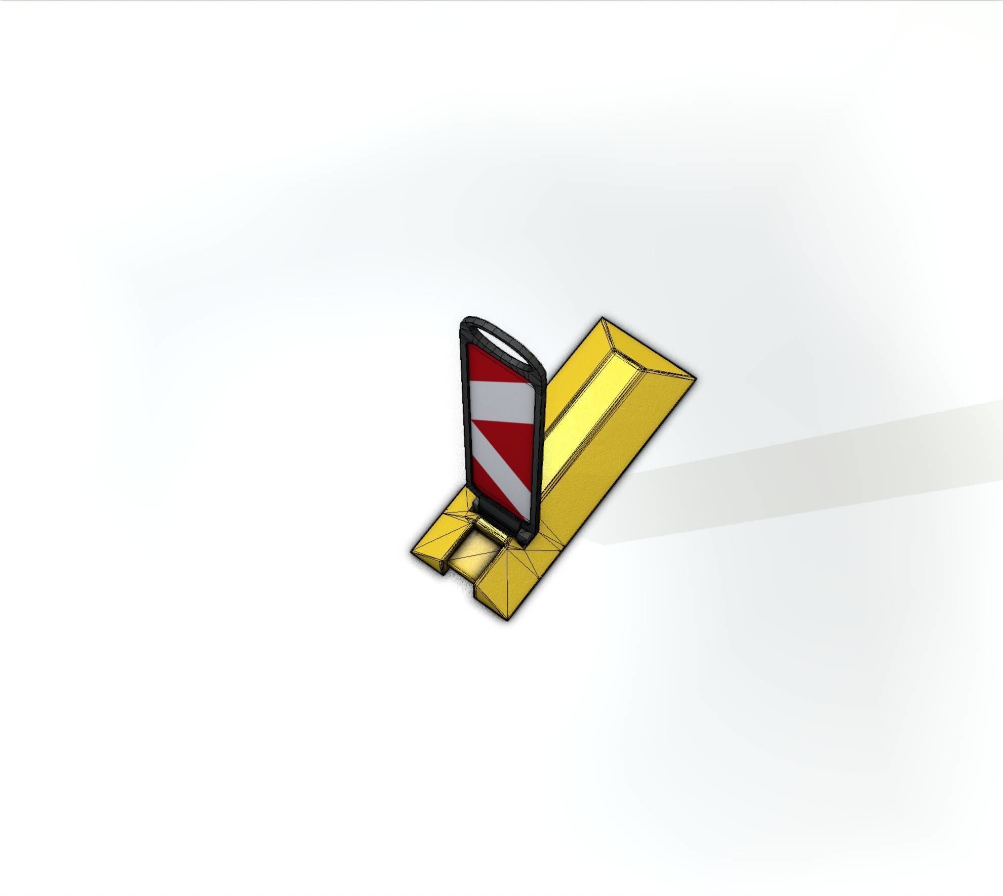 Yellow guide barrier 15 pointing left 628-11 Low-poly 3D model_32