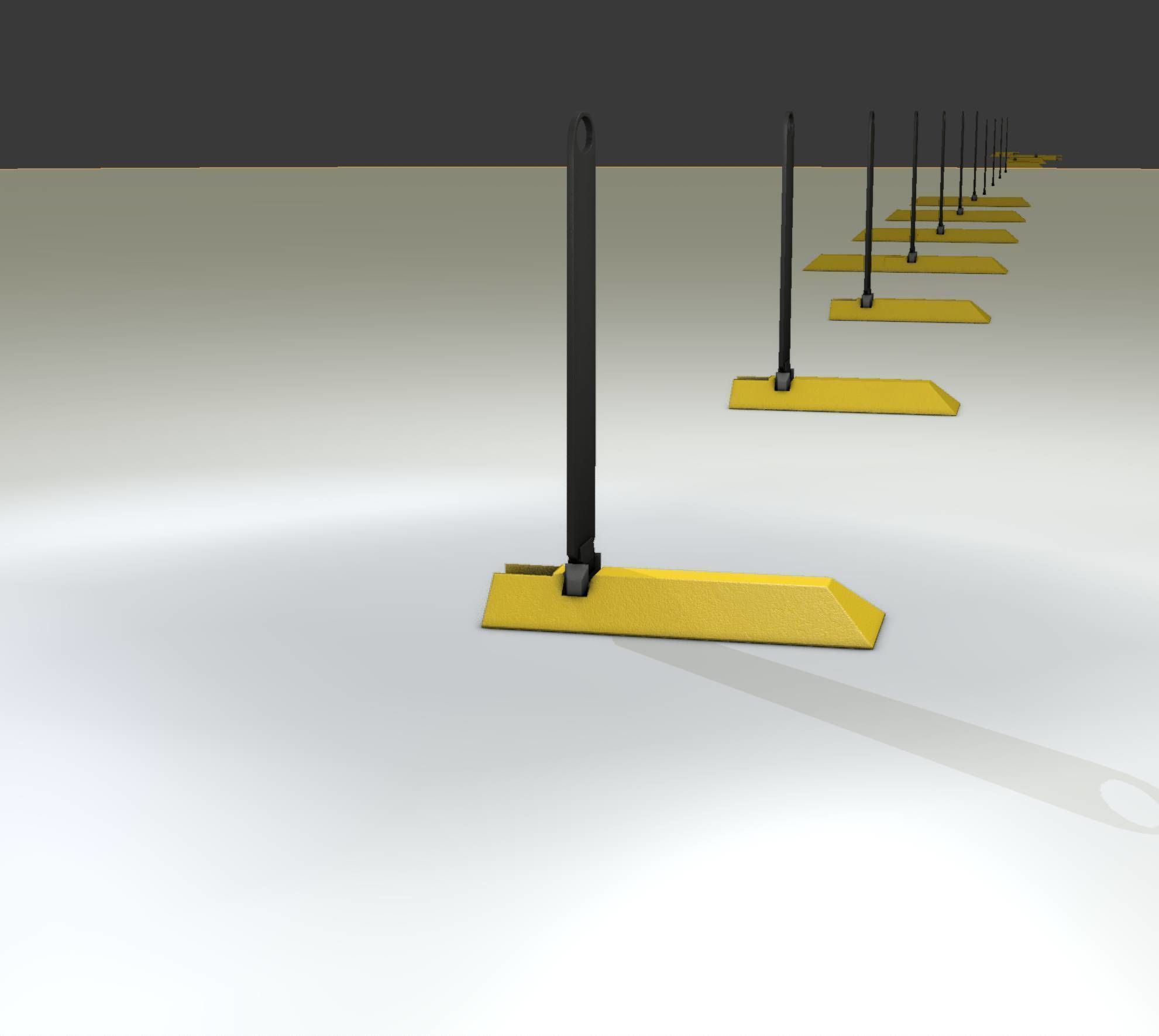 Yellow guide barrier 15 pointing left 628-11 Low-poly 3D model_7