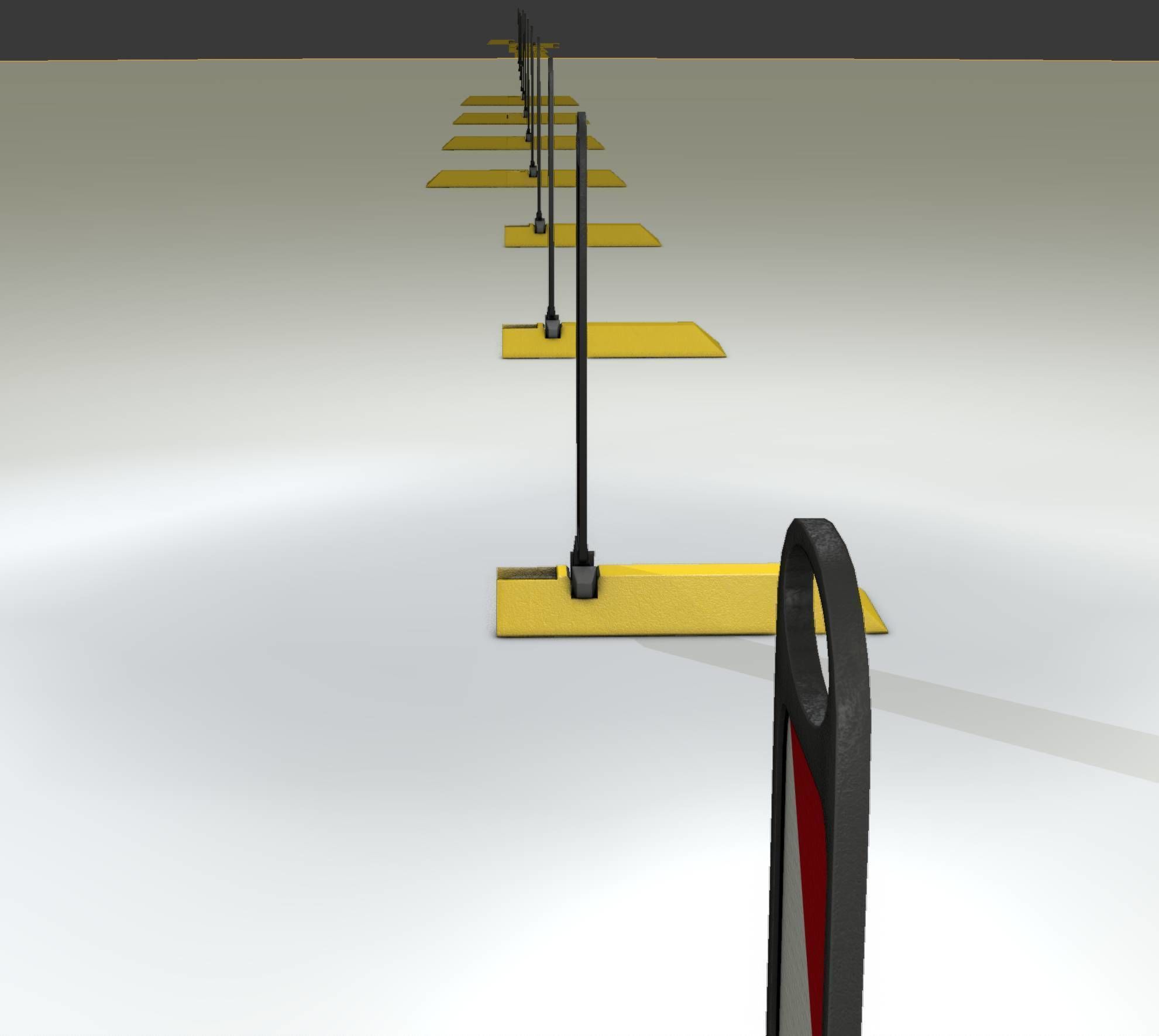 Yellow guide barrier 15 pointing left 628-11 Low-poly 3D model_6