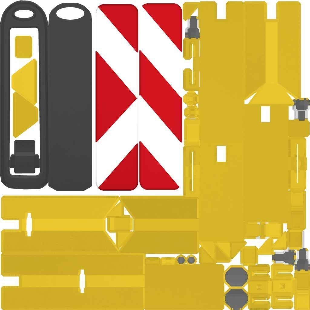 Yellow guide barrier 17 pointing right 628-10 Low-poly 3D model_18