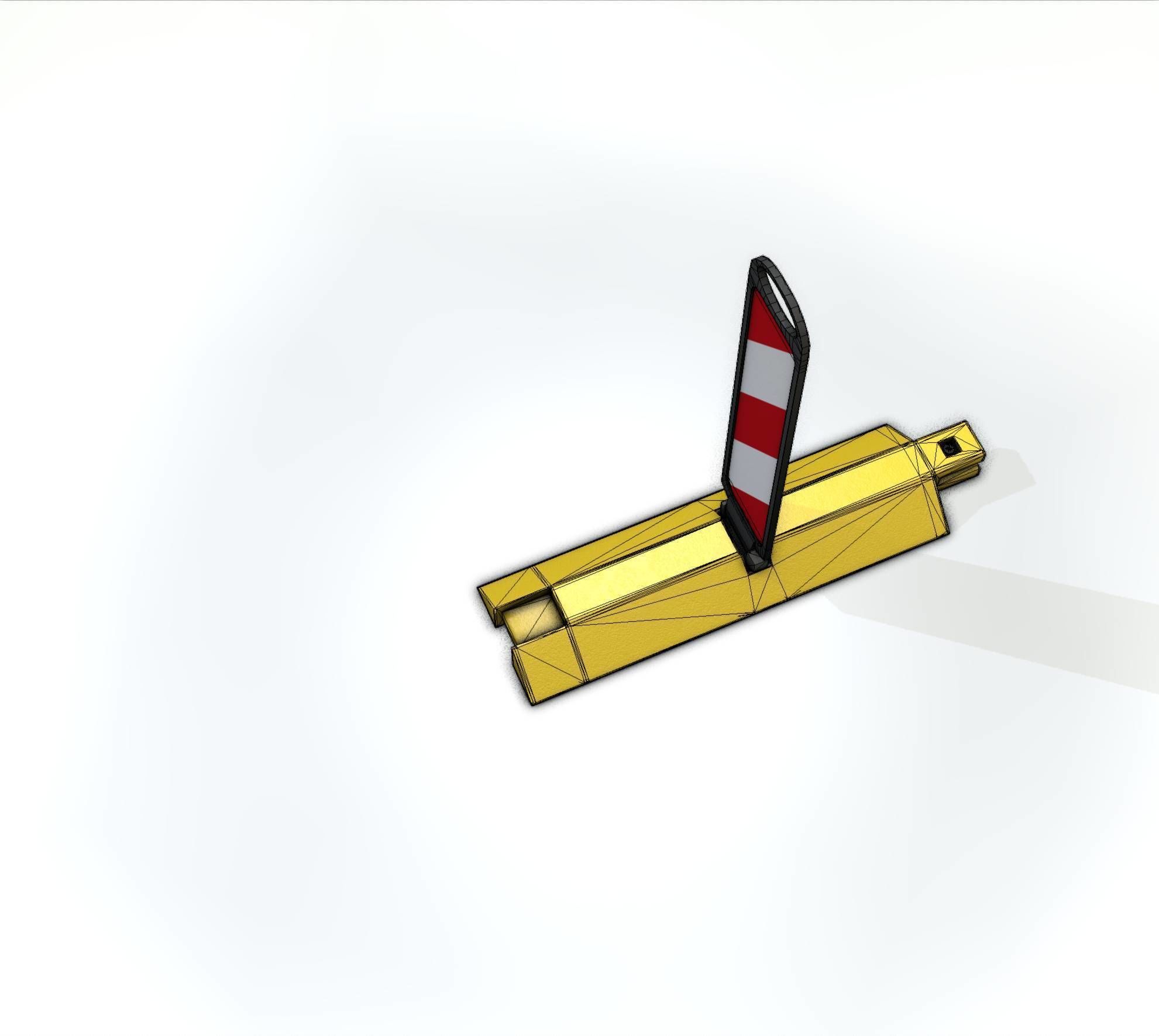 Yellow guide barrier 17 pointing right 628-10 Low-poly 3D model_34