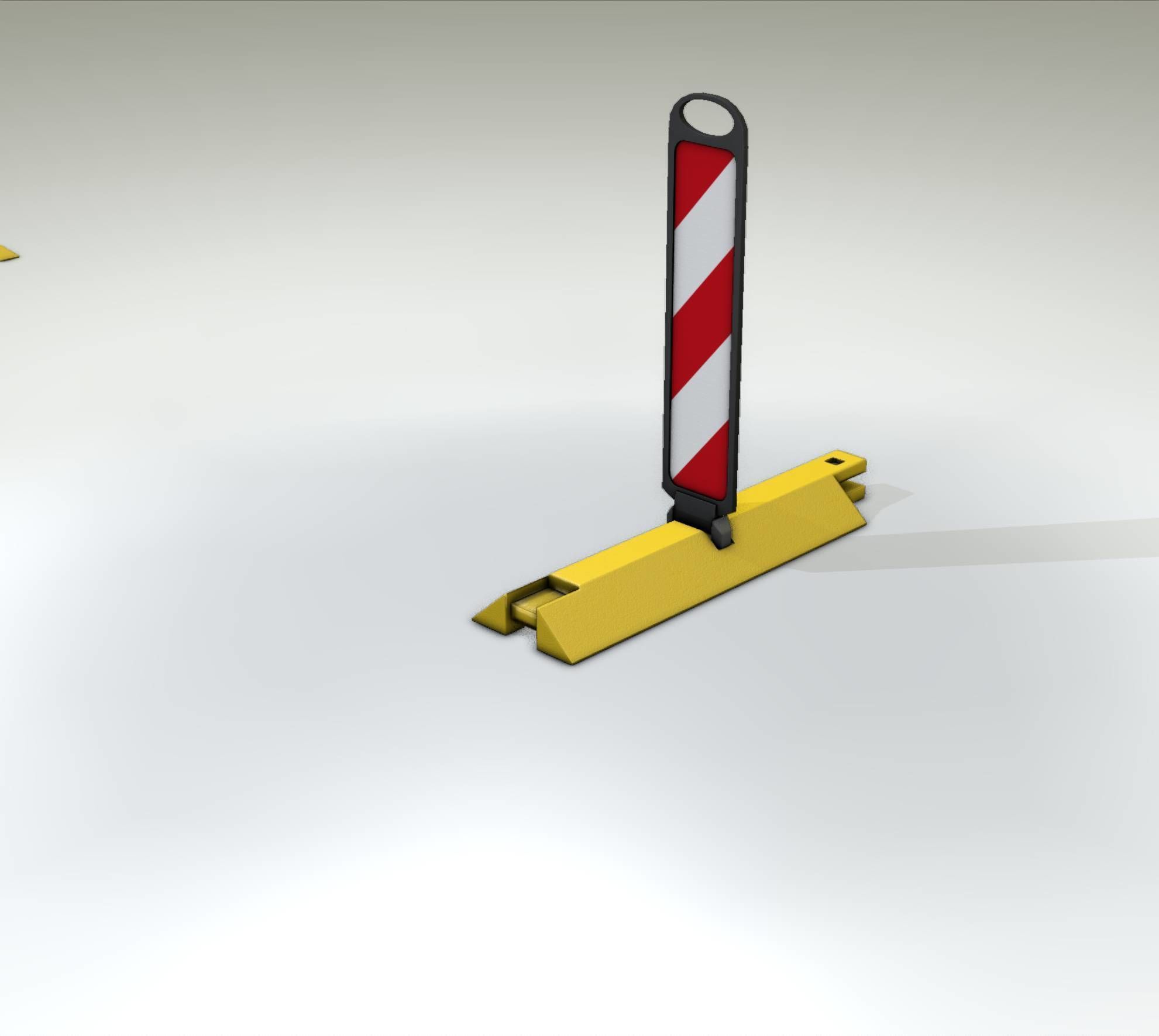 Yellow guide barrier 17 pointing right 628-10 Low-poly 3D model_3