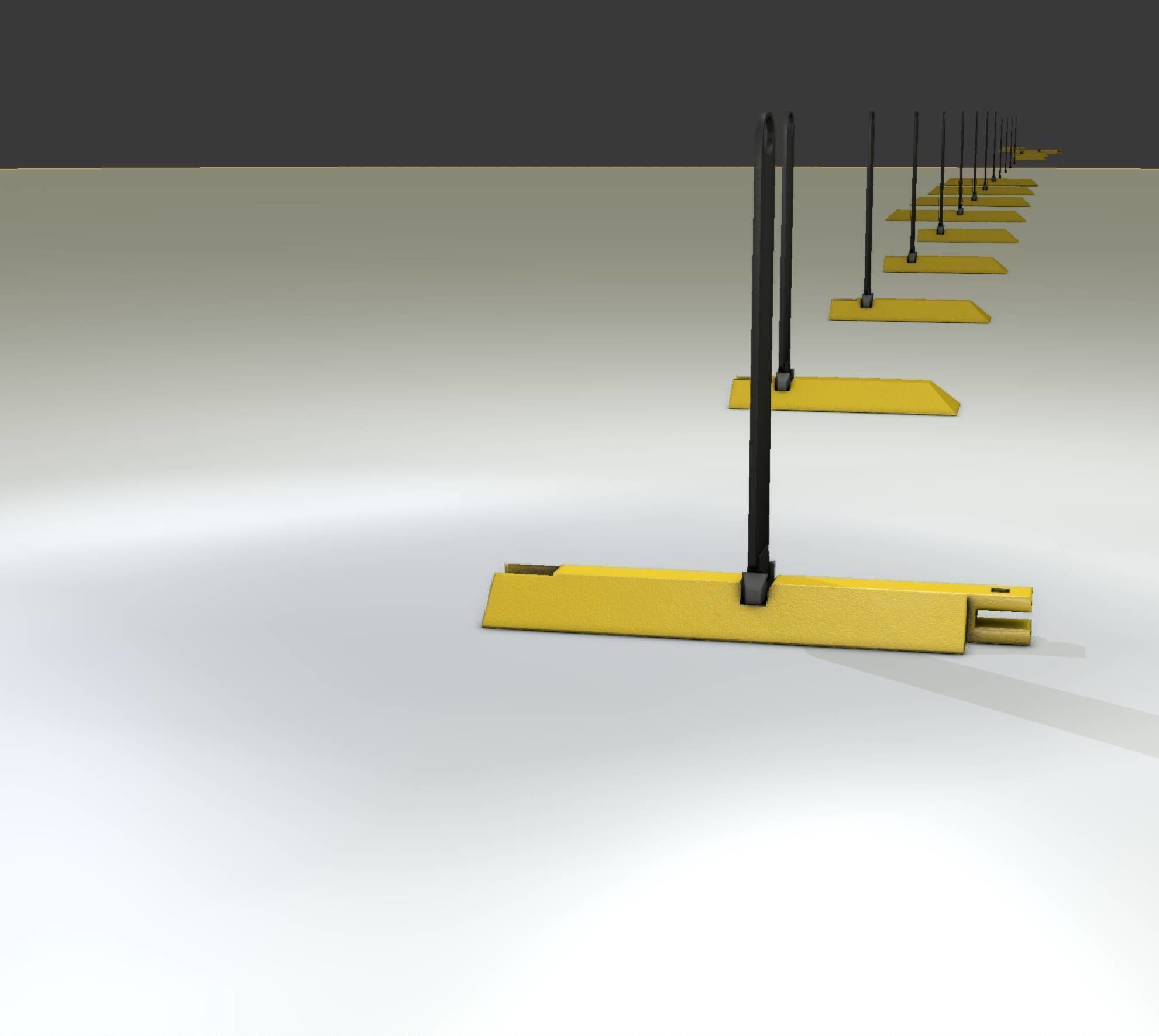 Yellow guide barrier 17 pointing right 628-10 Low-poly 3D model_7