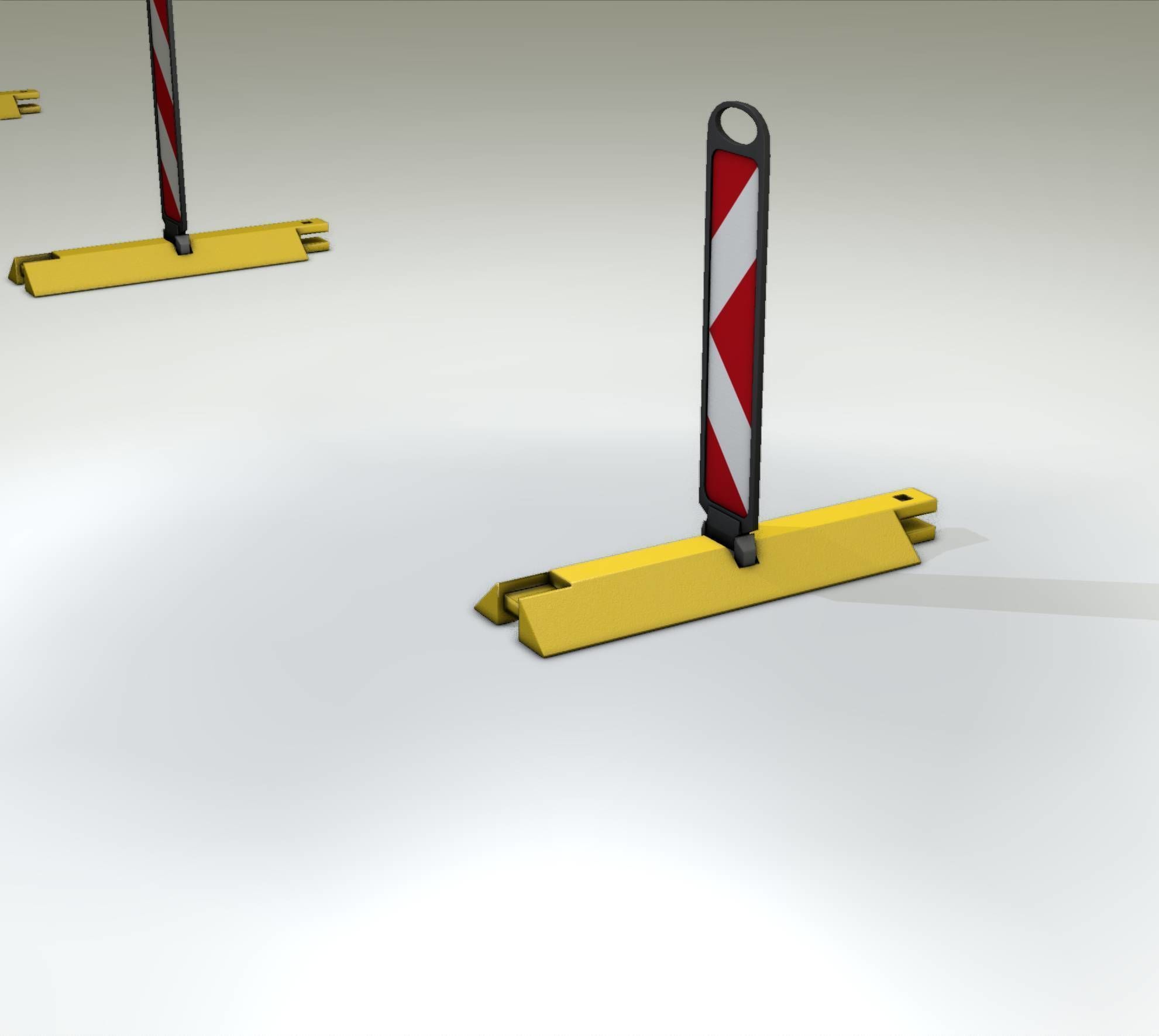 Yellow guide barrier 19 pointing left 628-11 Low-poly 3D model_7