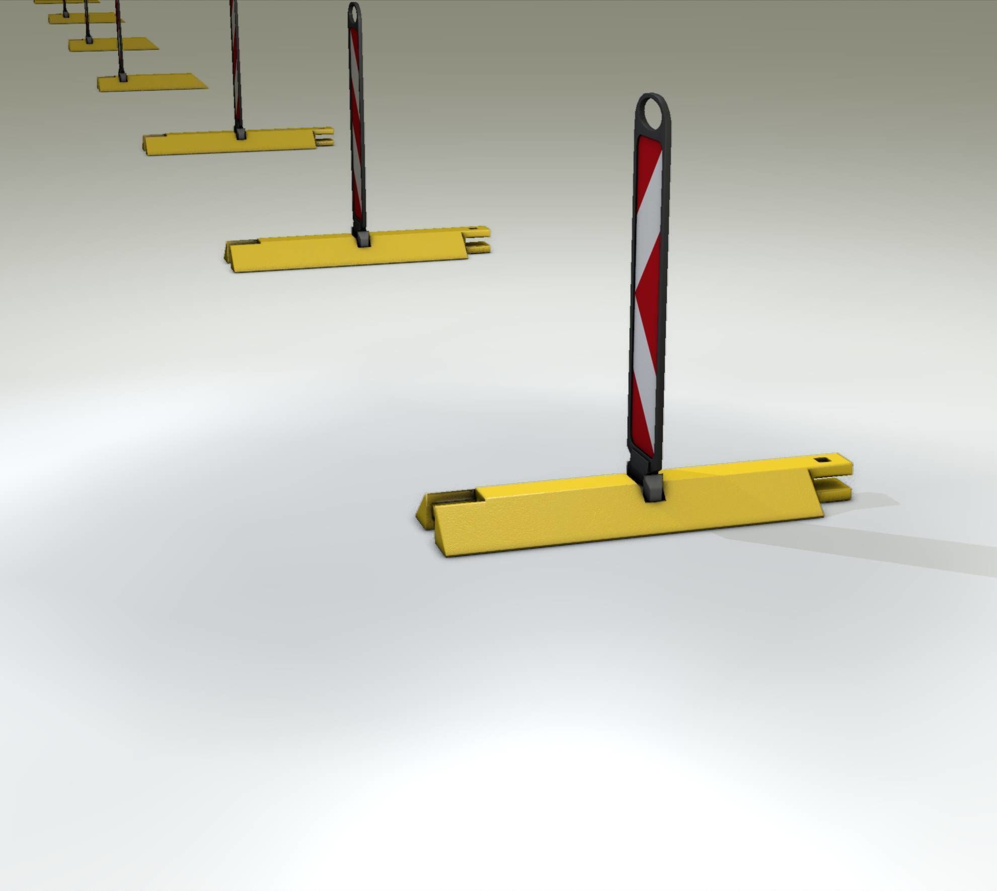 Yellow guide barrier 19 pointing left 628-11 Low-poly 3D model_8