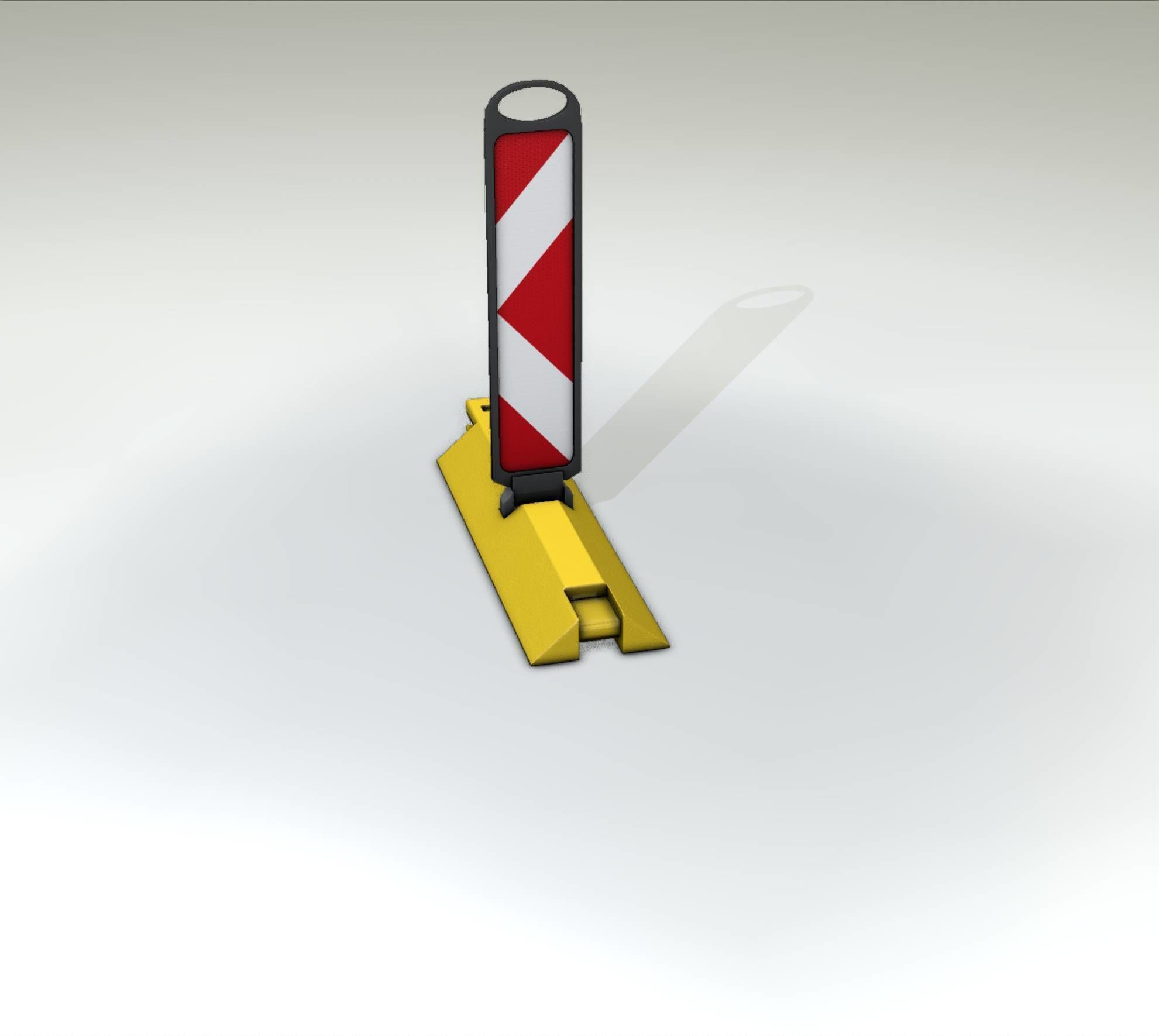Yellow guide barrier 19 pointing left 628-11 Low-poly 3D model_2