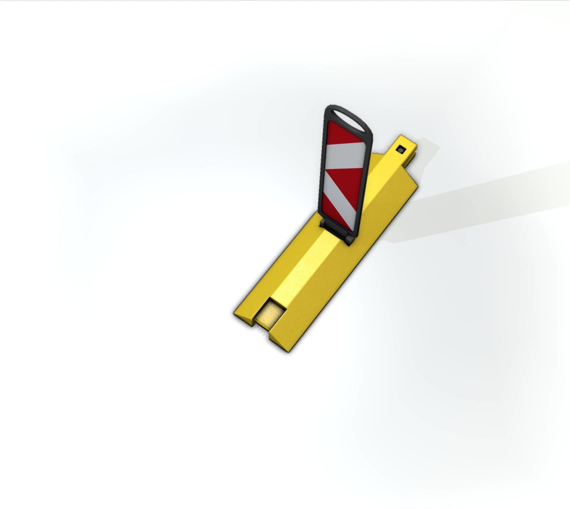 Yellow guide barrier 19 pointing left 628-11 Low-poly 3D model_35