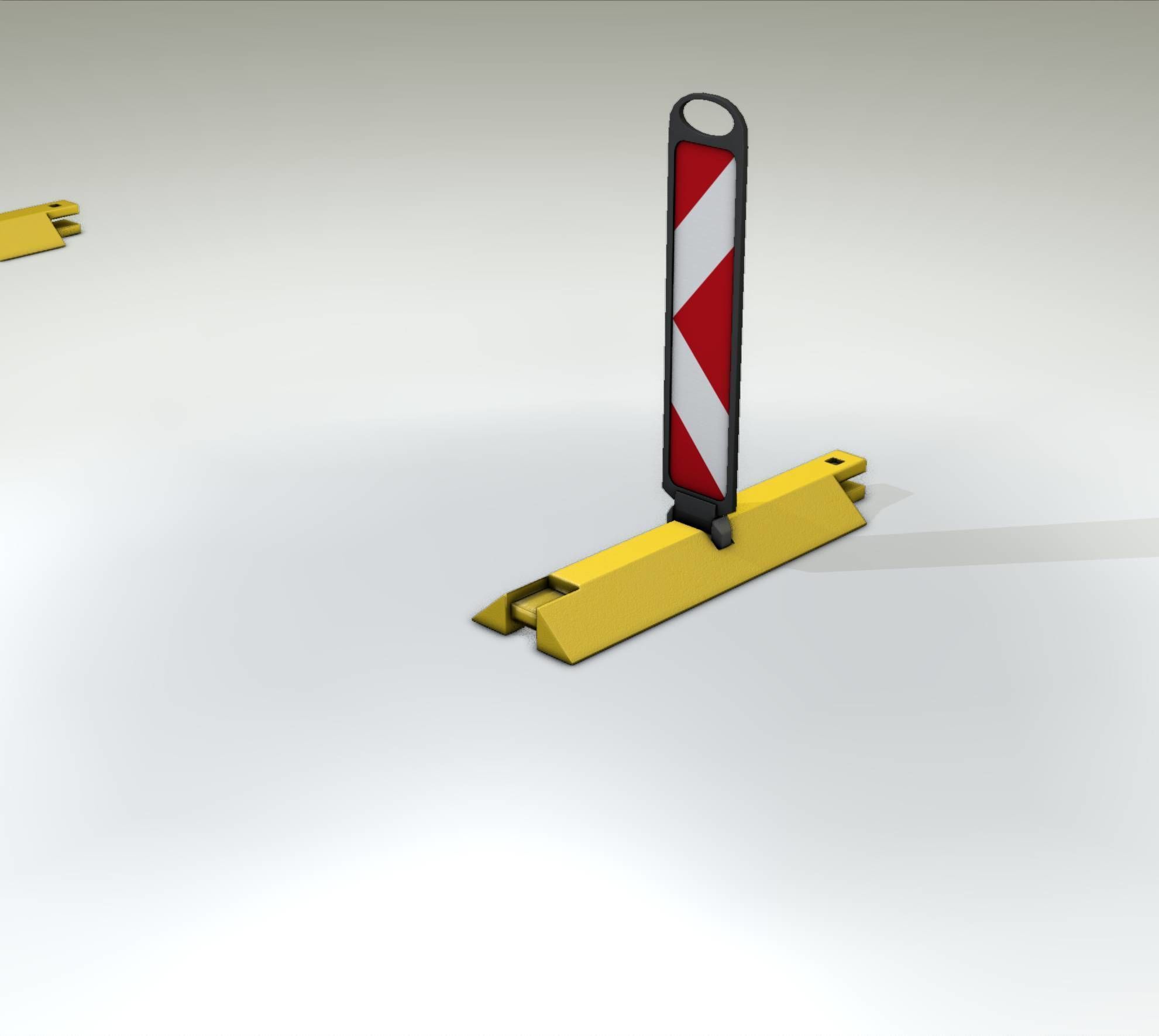 Yellow guide barrier 19 pointing left 628-11 Low-poly 3D model_6