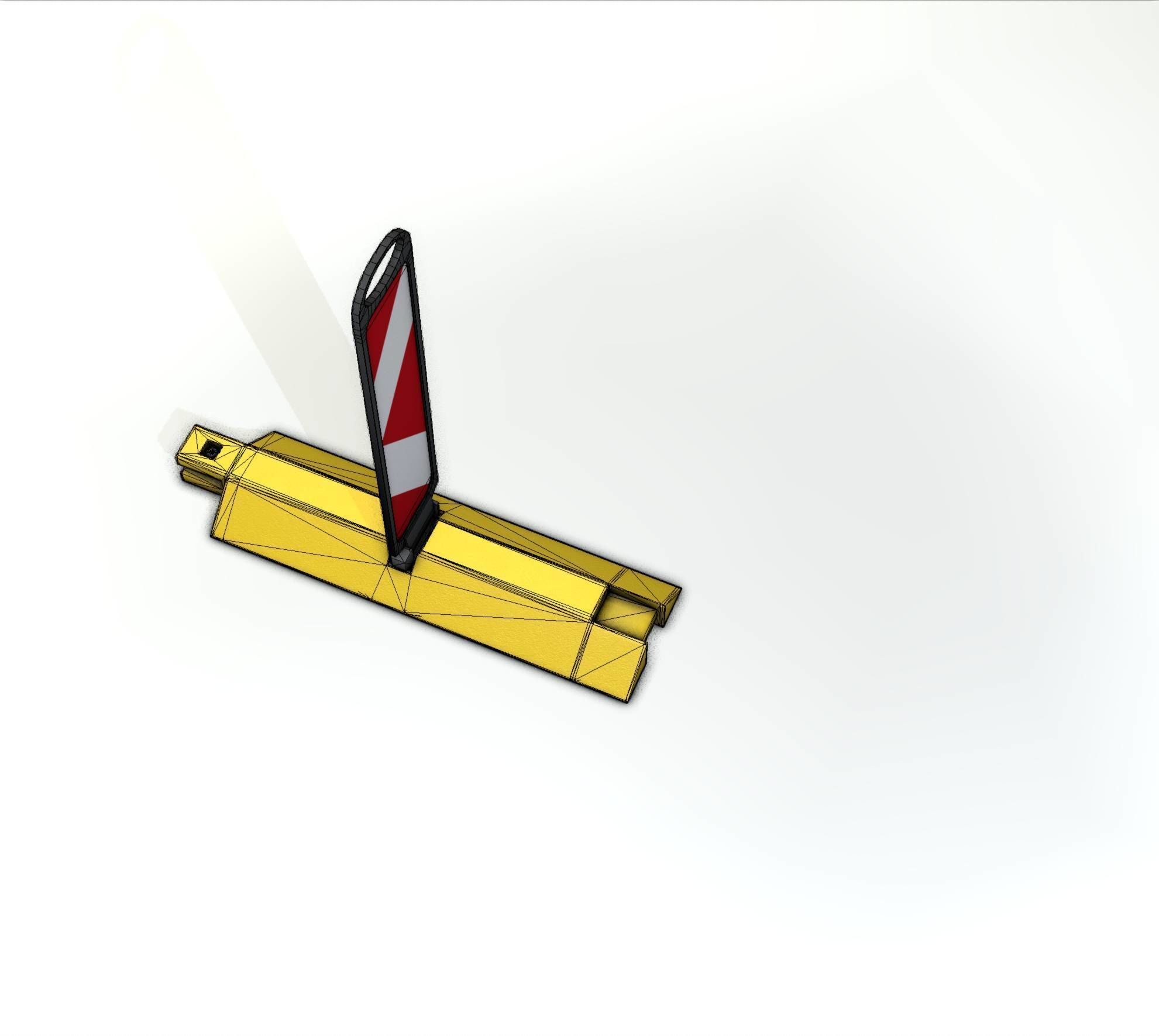 Yellow guide barrier 19 pointing left 628-11 Low-poly 3D model_28