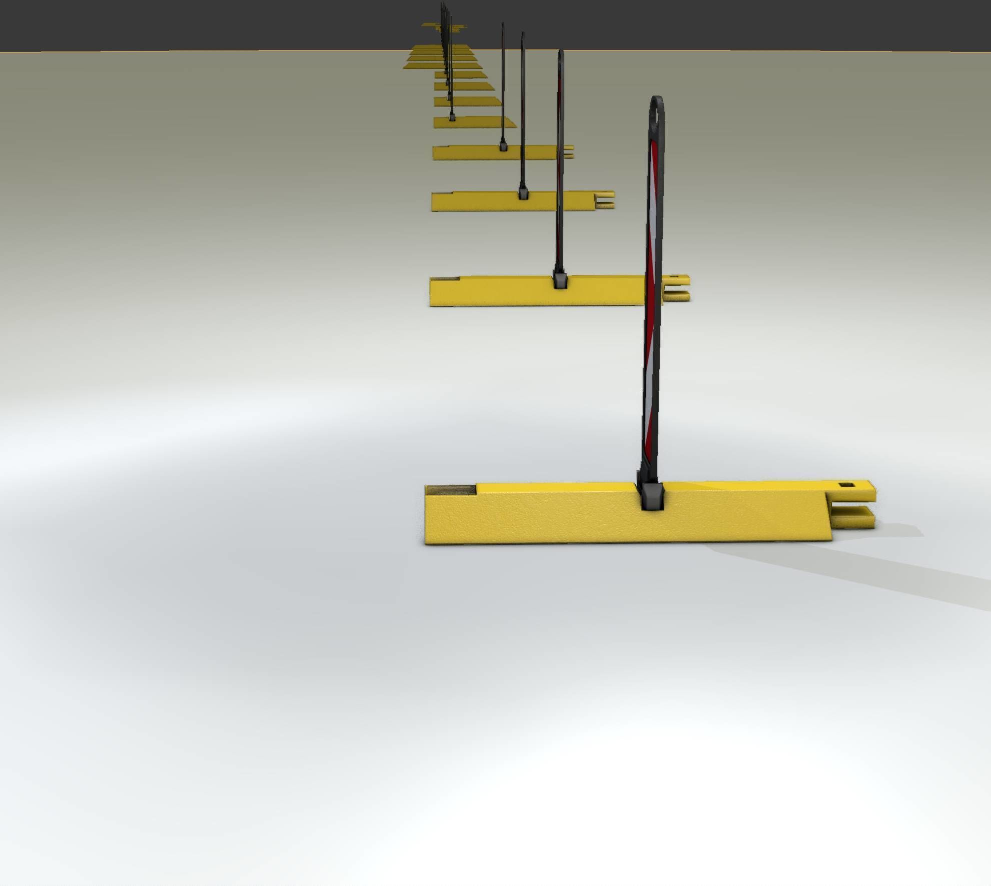 Yellow guide barrier 20 pointing right 628-21 Low-poly 3D model_8
