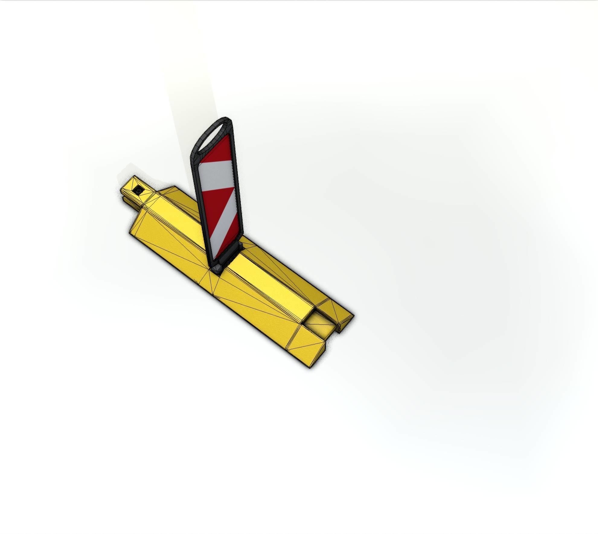Yellow guide barrier 20 pointing right 628-21 Low-poly 3D model_28