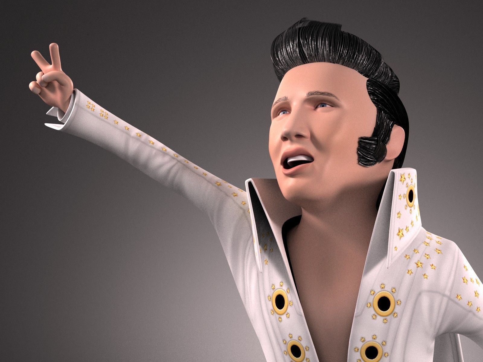 Elvis Presley The King Cartoon 3D model_2