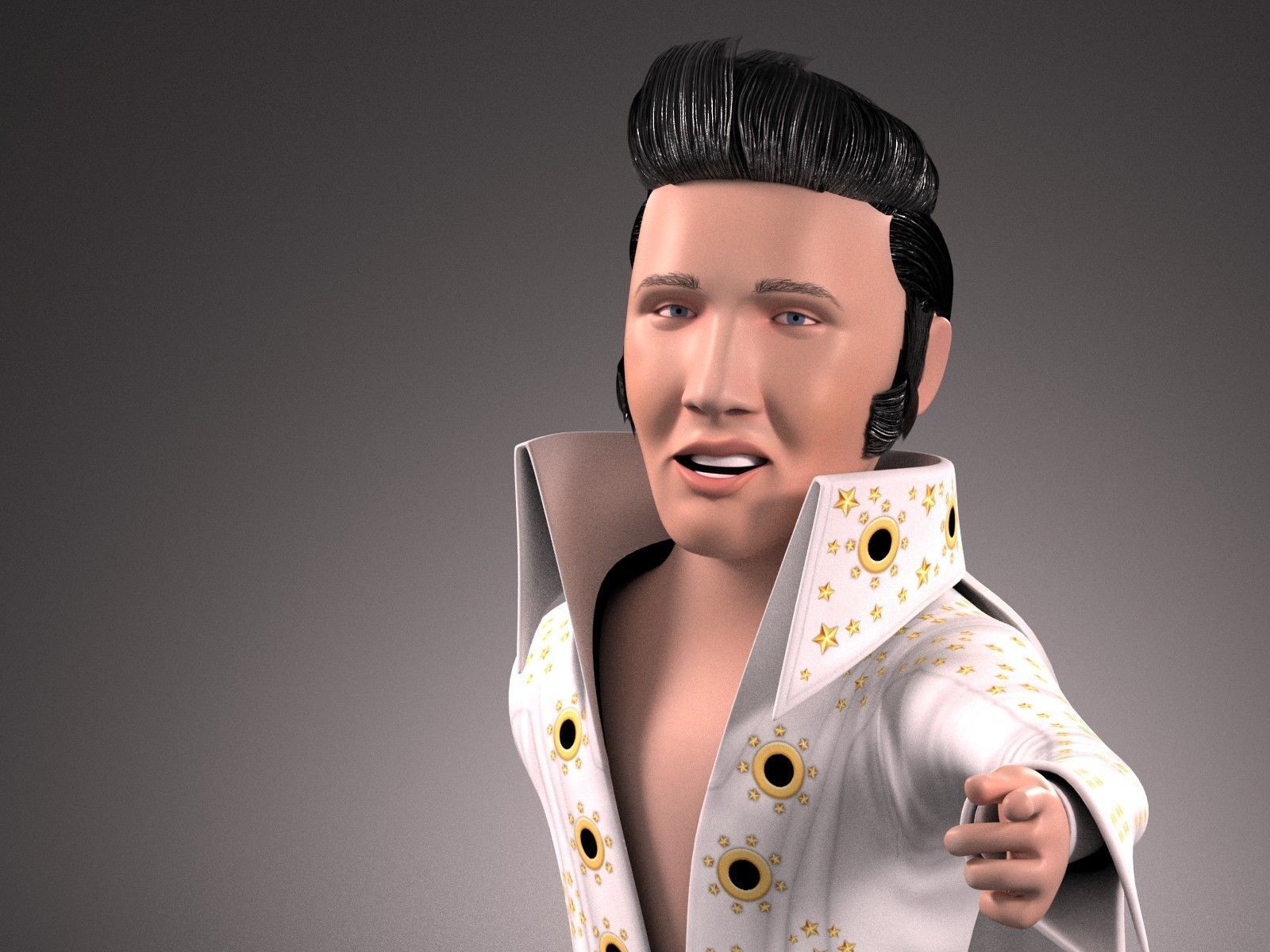 Elvis Presley The King Cartoon 3D model_3