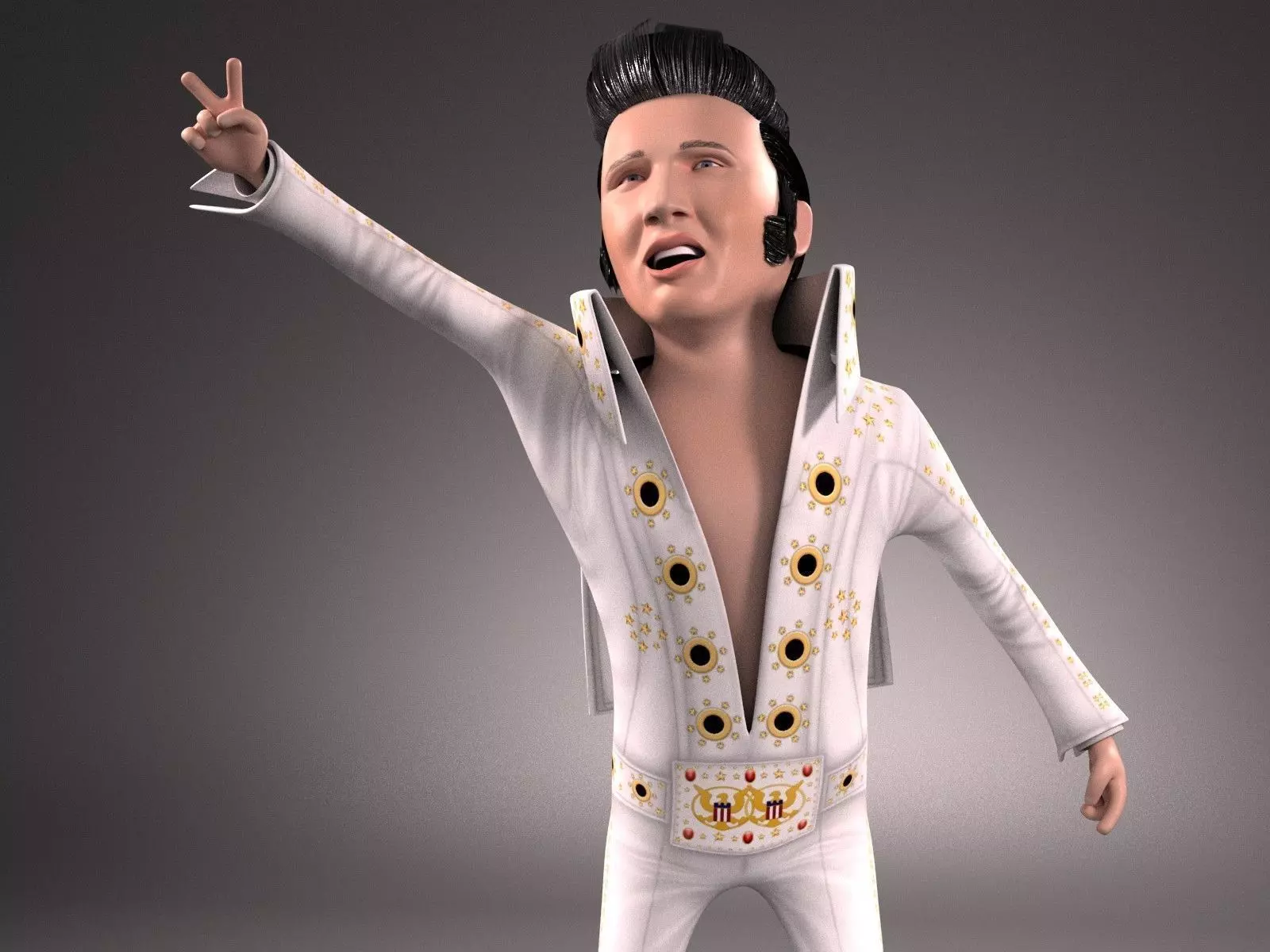 Elvis Presley The King Cartoon 3D model_0