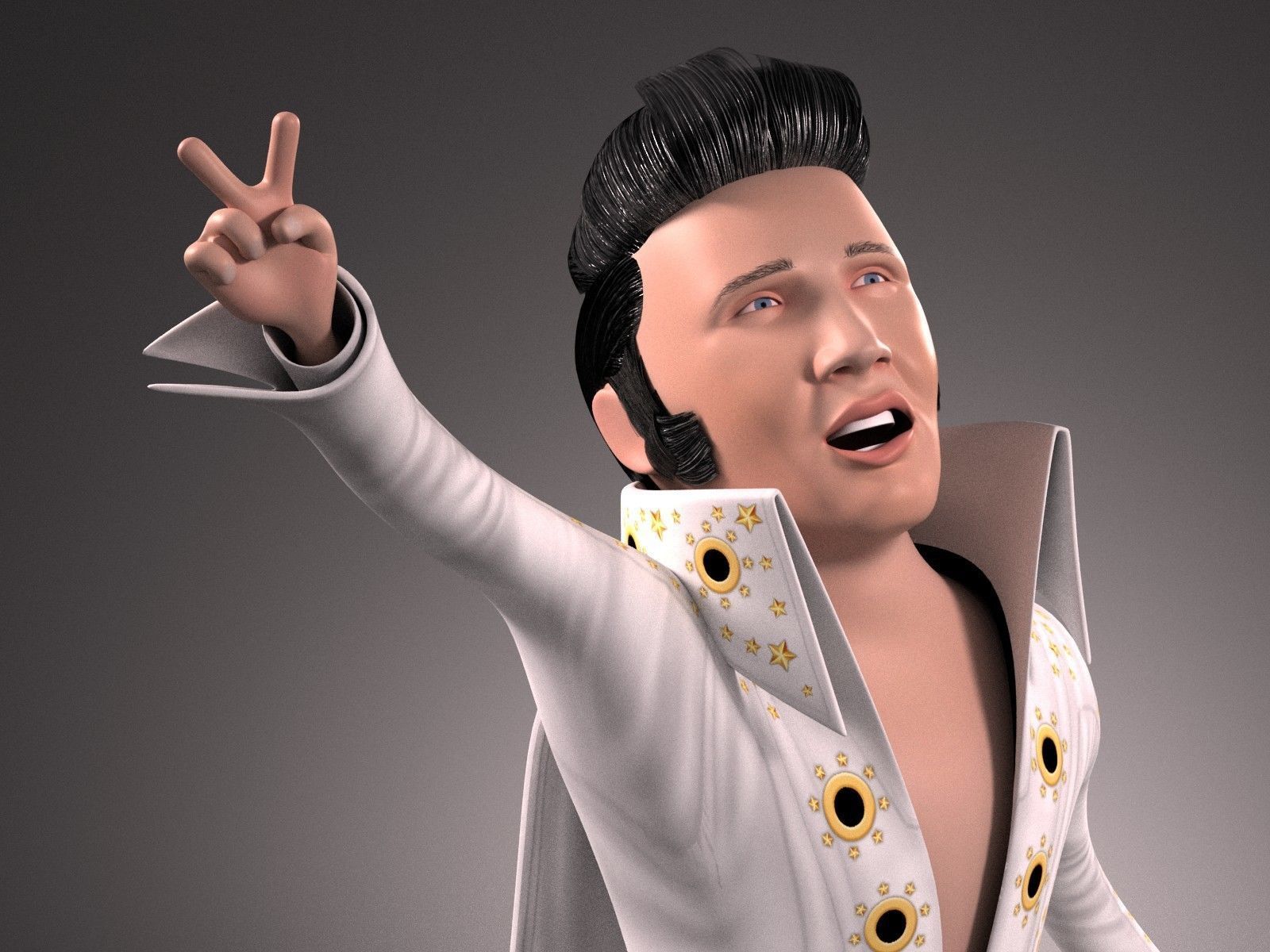 Elvis Presley The King Cartoon 3D model_1