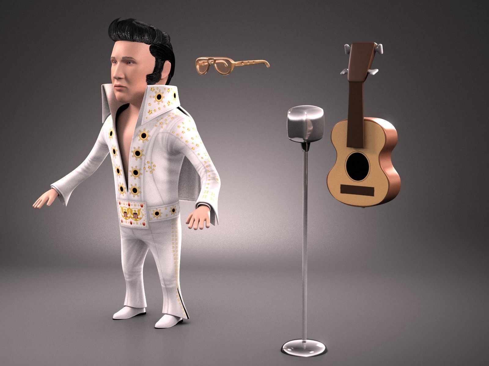 Elvis Presley The King Cartoon 3D model_12
