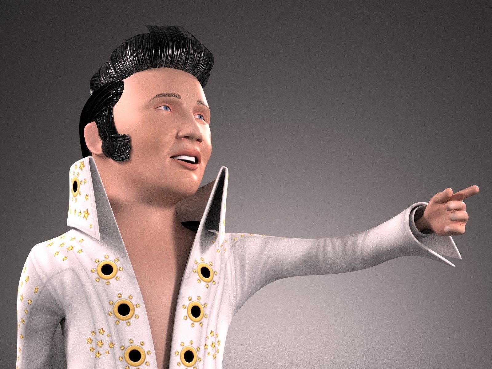 Elvis Presley The King Cartoon 3D model_4