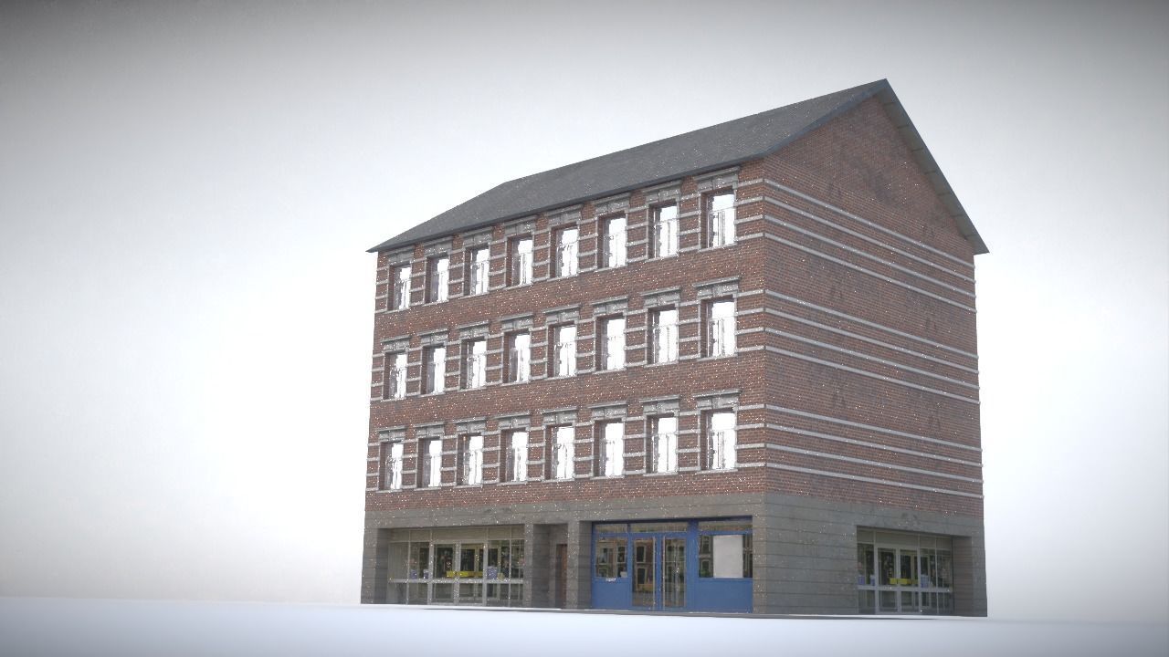 City house Low-poly 3D model_7