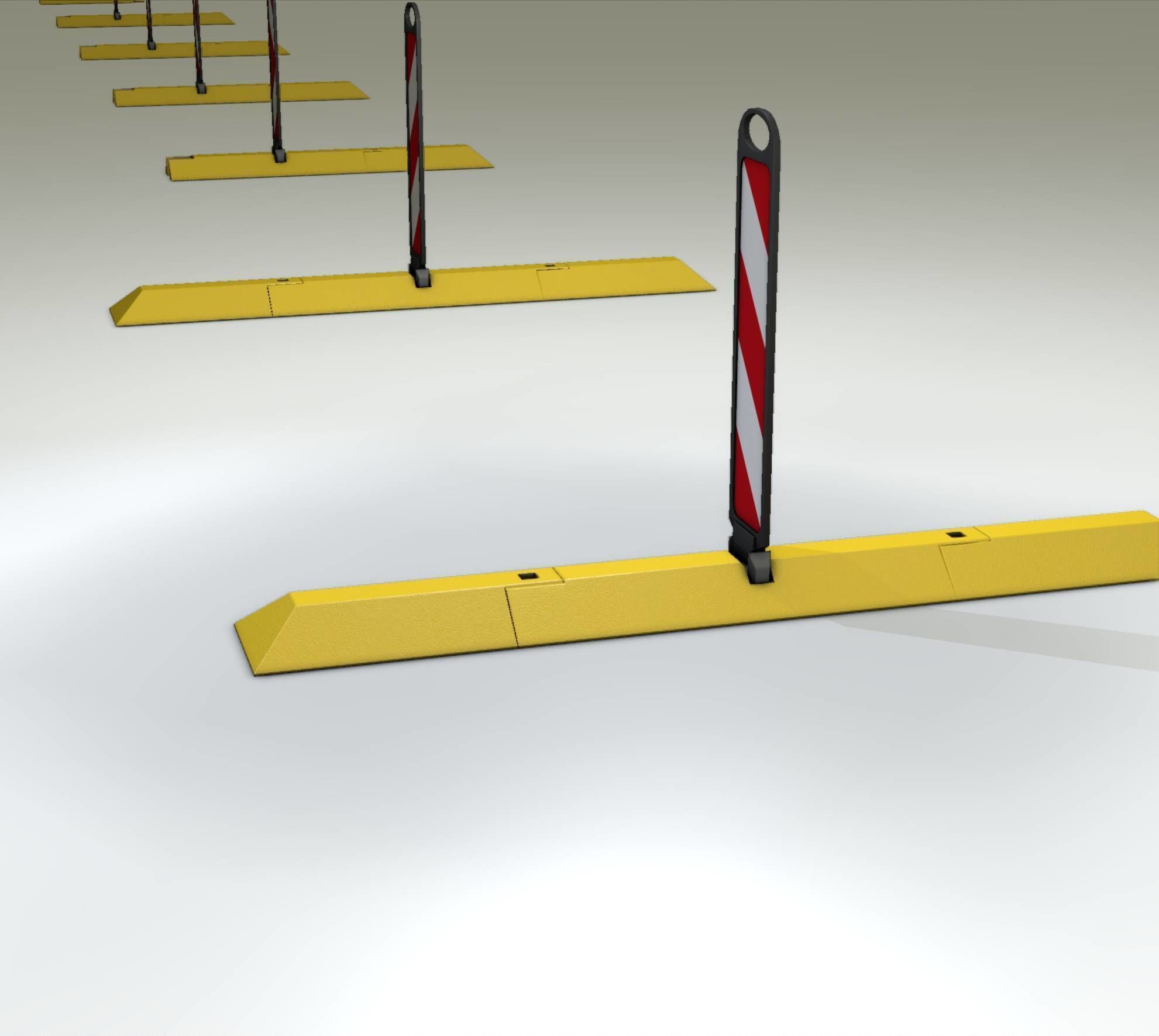 Yellow guide barrier 26 pointing left 628-20 Low-poly 3D model_30