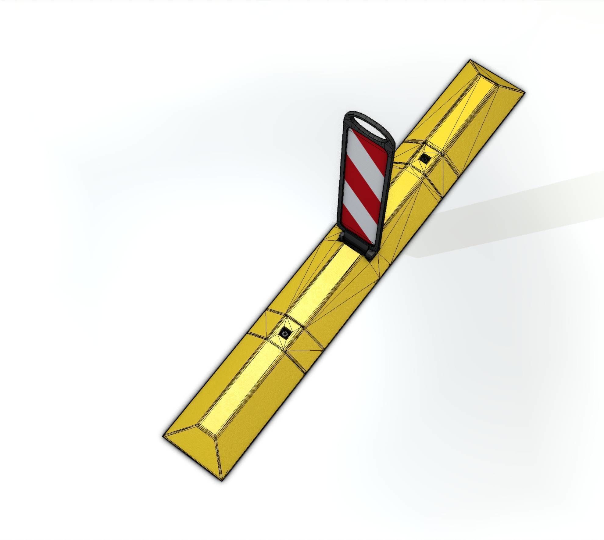 Yellow guide barrier 26 pointing left 628-20 Low-poly 3D model_4