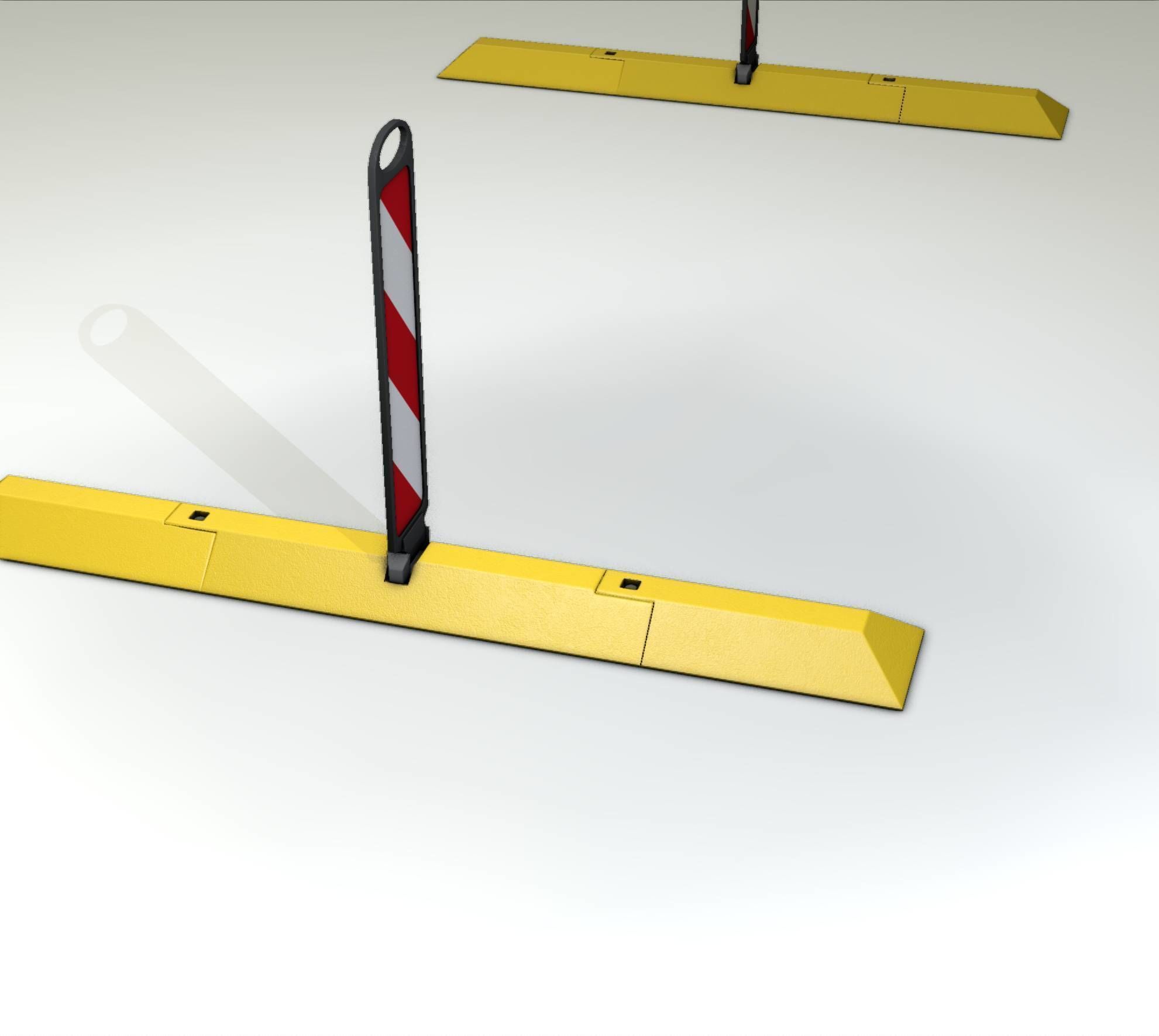 Yellow guide barrier 26 pointing left 628-20 Low-poly 3D model_21