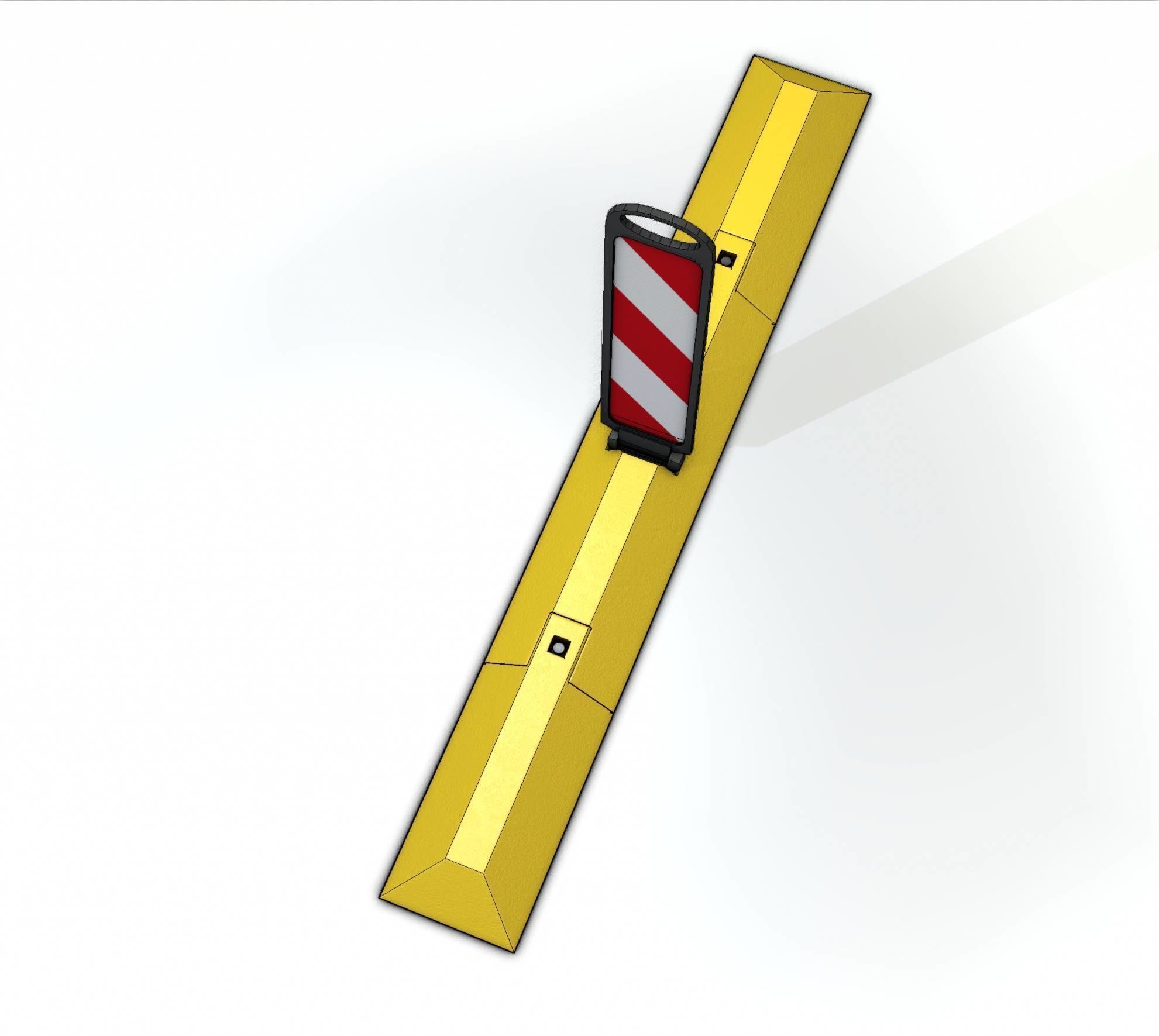 Yellow guide barrier 26 pointing left 628-20 Low-poly 3D model_3