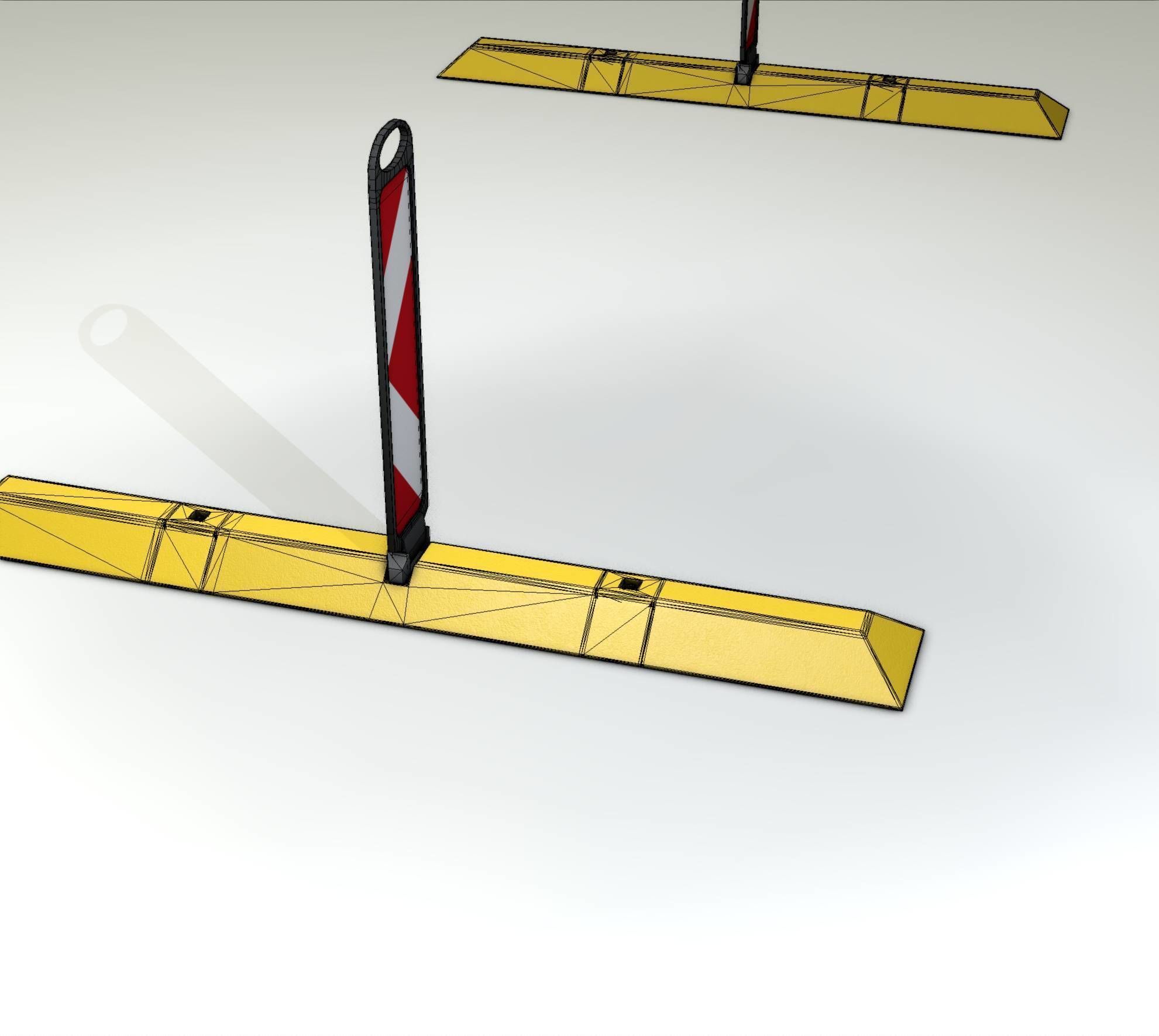 Yellow guide barrier 27 pointing left 628-11 Low-poly 3D model_19