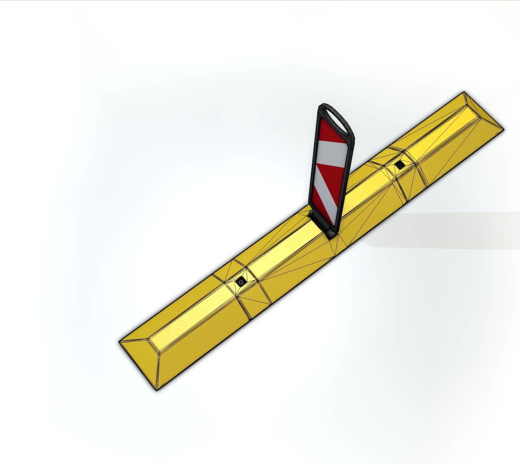 Yellow guide barrier 27 pointing left 628-11 Low-poly 3D model_3