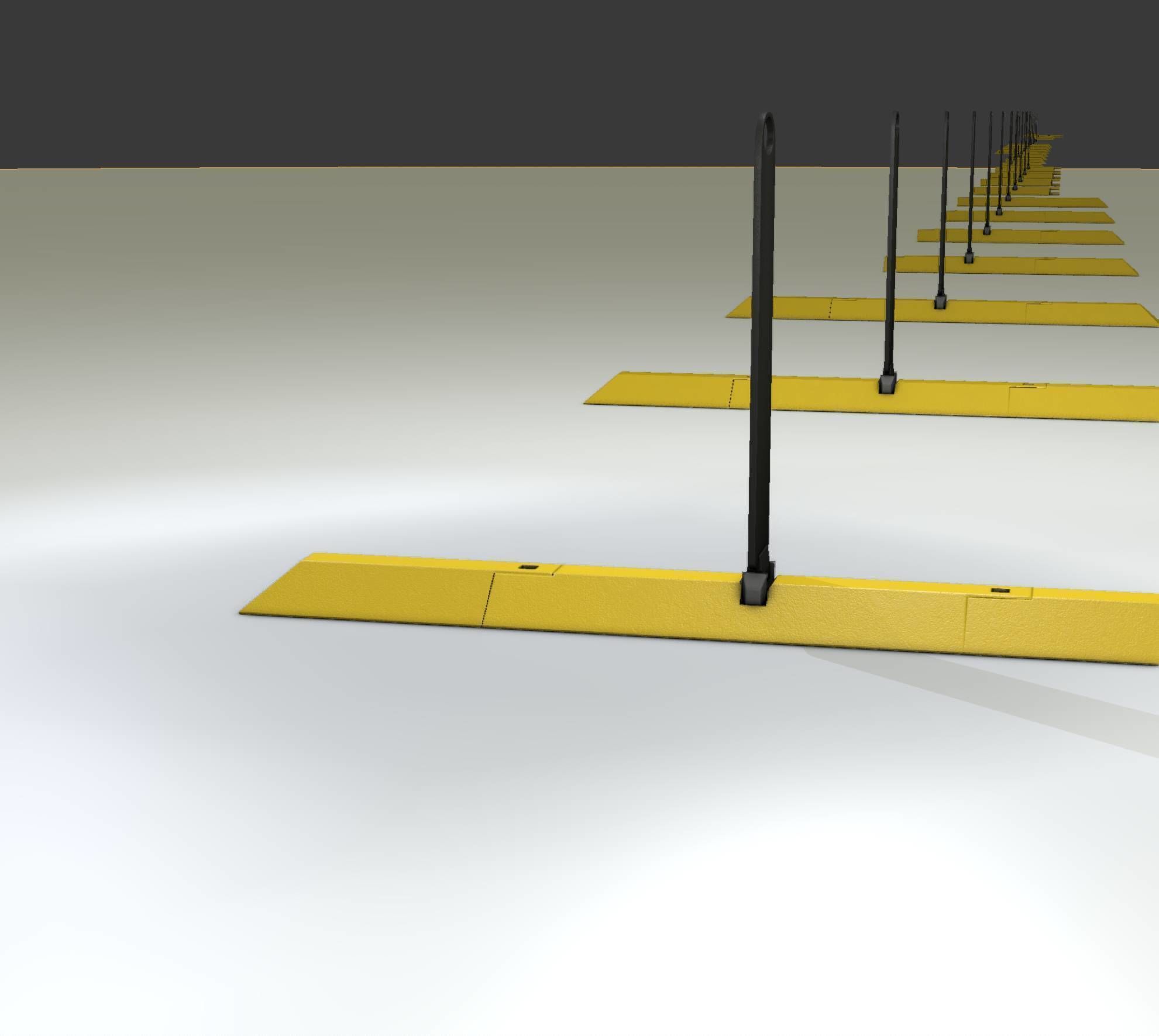 Yellow guide barrier 27 pointing left 628-11 Low-poly 3D model_31