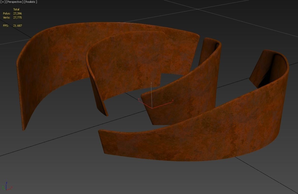 Copper curves sculpture 3D model_3