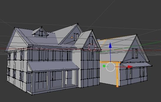 Colonial house Low-poly 3D model_2